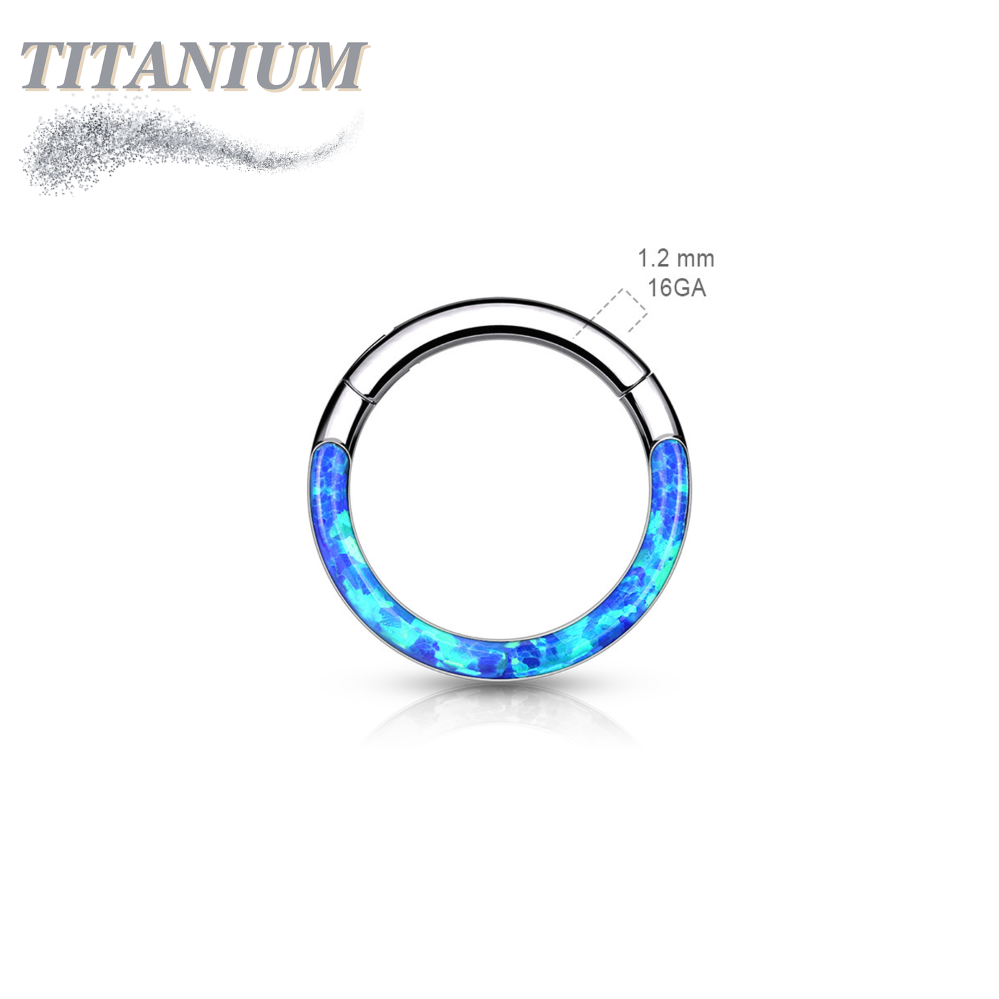 Titanium Hinge Rings with Opal Lined Front Facing Design