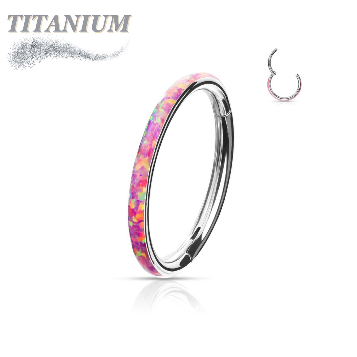 Titanium Hinge Rings with Outward Side Facing Opal