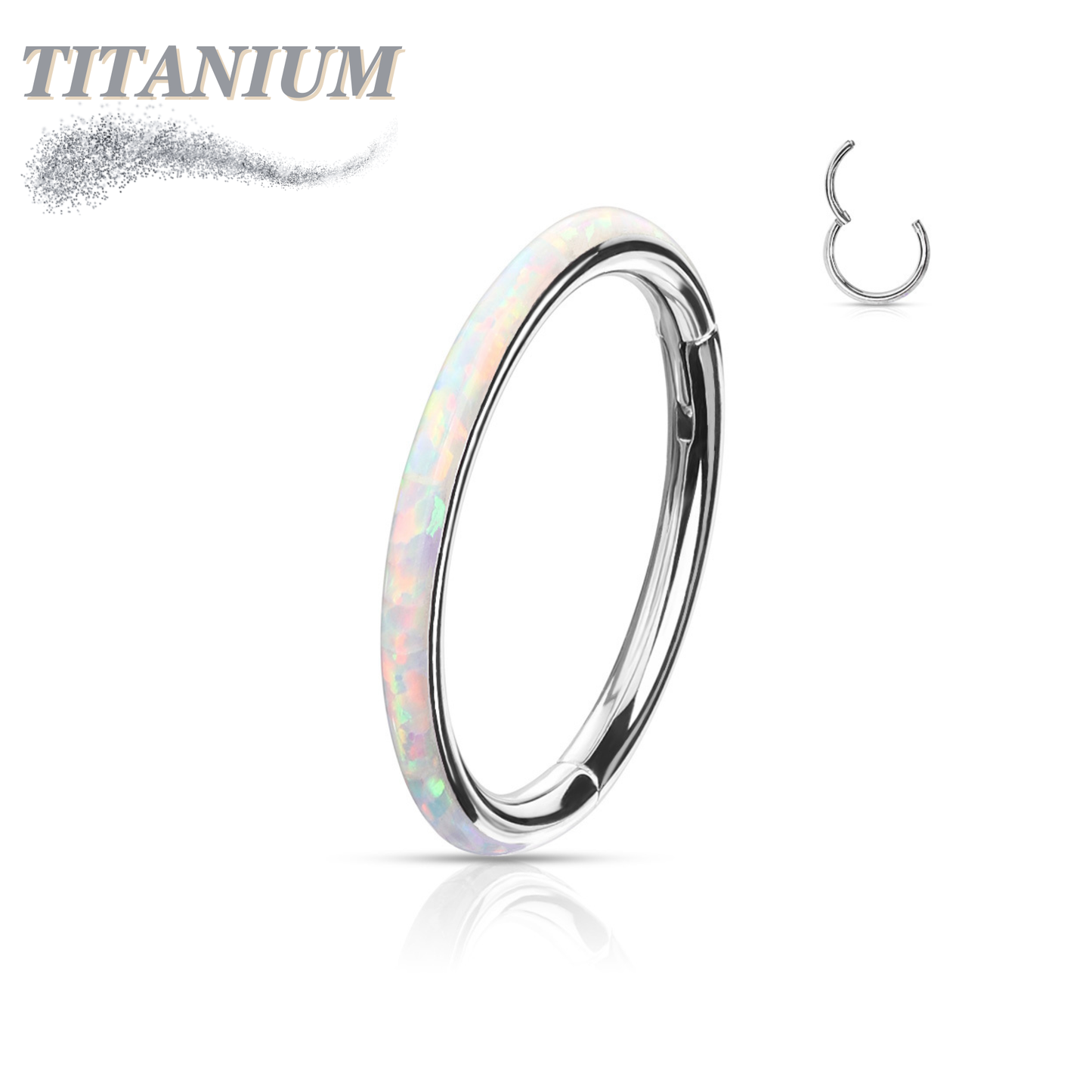 Titanium Hinge Rings with Outward Side Facing Opal