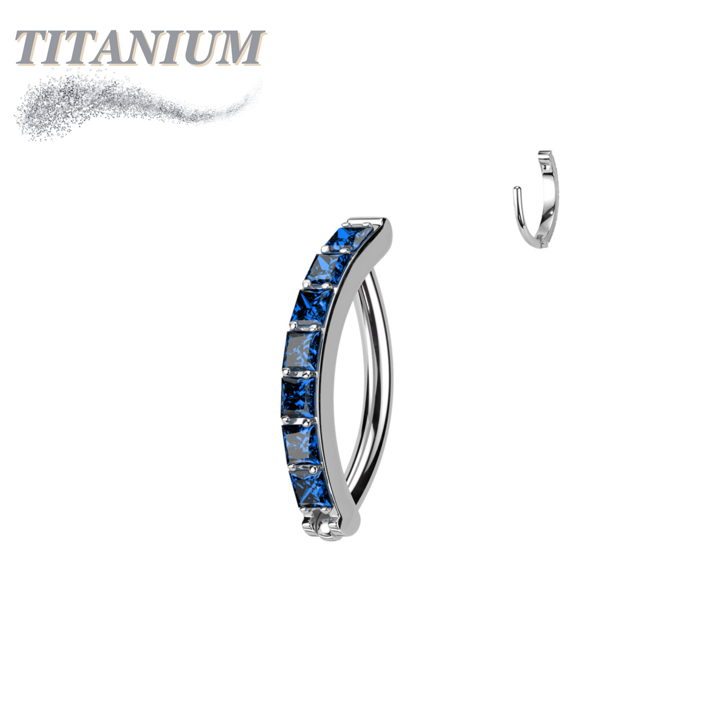 Titanium Hinged CZ Band Ring in 16G for Brow & Rook