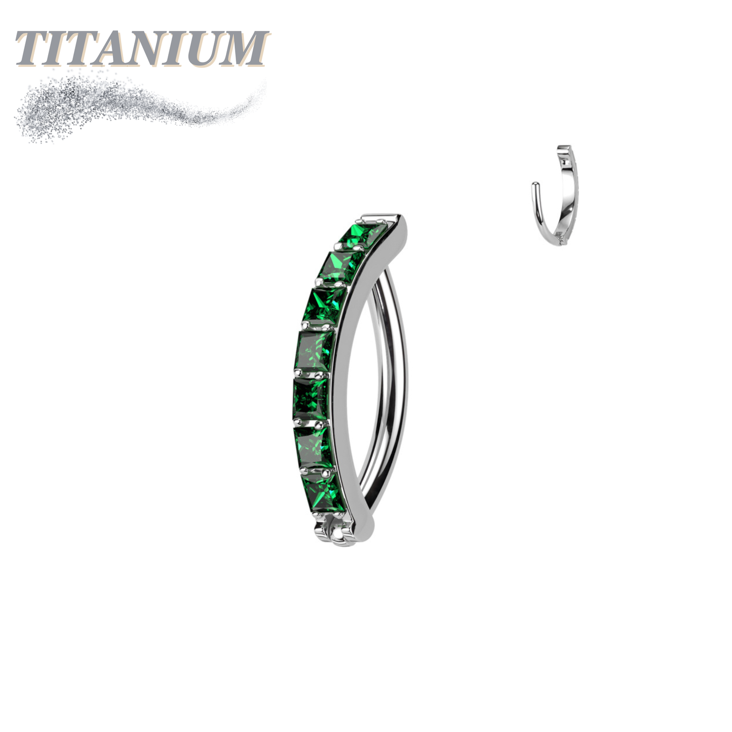 Titanium Hinged CZ Band Ring in 16G for Brow & Rook