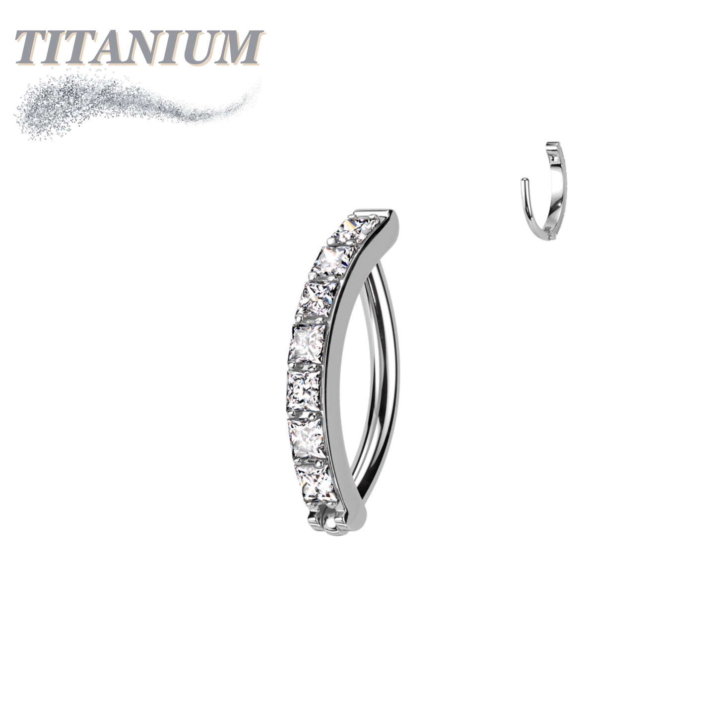 Titanium Hinged CZ Band Ring in 16G for Brow & Rook
