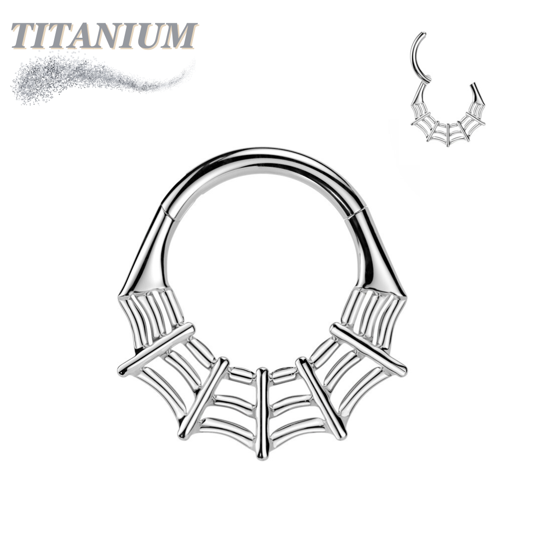 Titanium Hinged Spider Web Ring