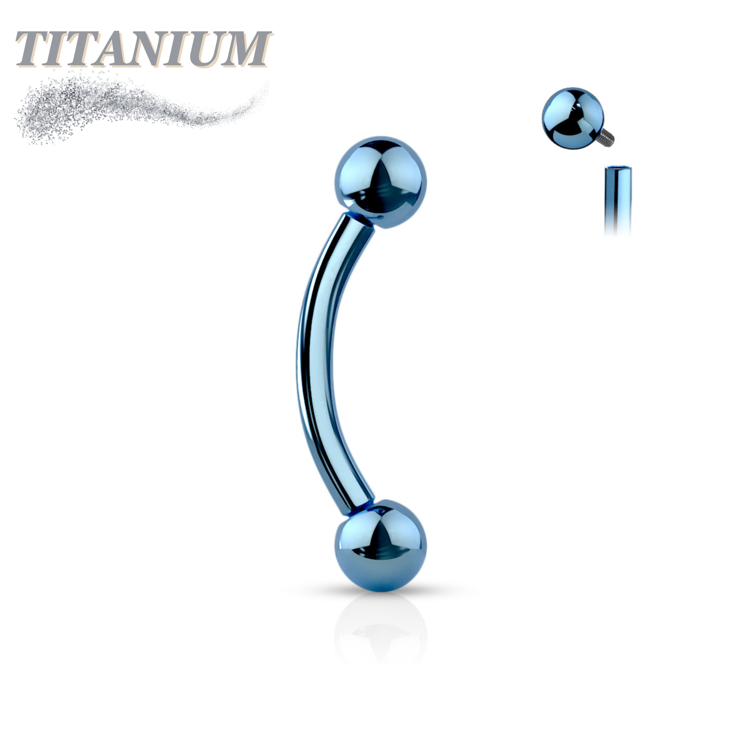 Titanium Colored Curved Barbell Internally Threaded