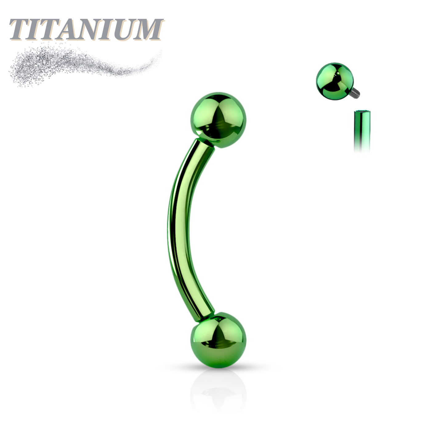 Titanium Colored Curved Barbell Internally Threaded