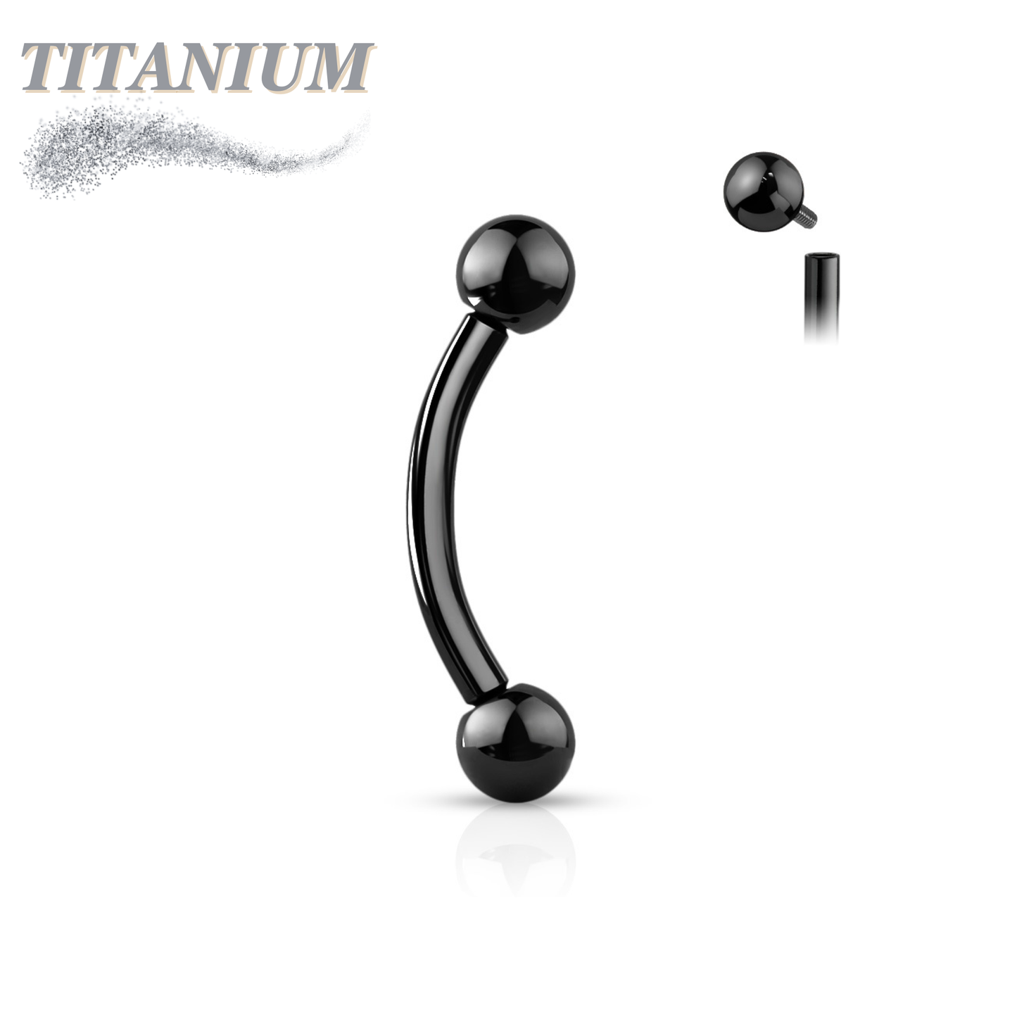 Titanium Colored Curved Barbell Internally Threaded