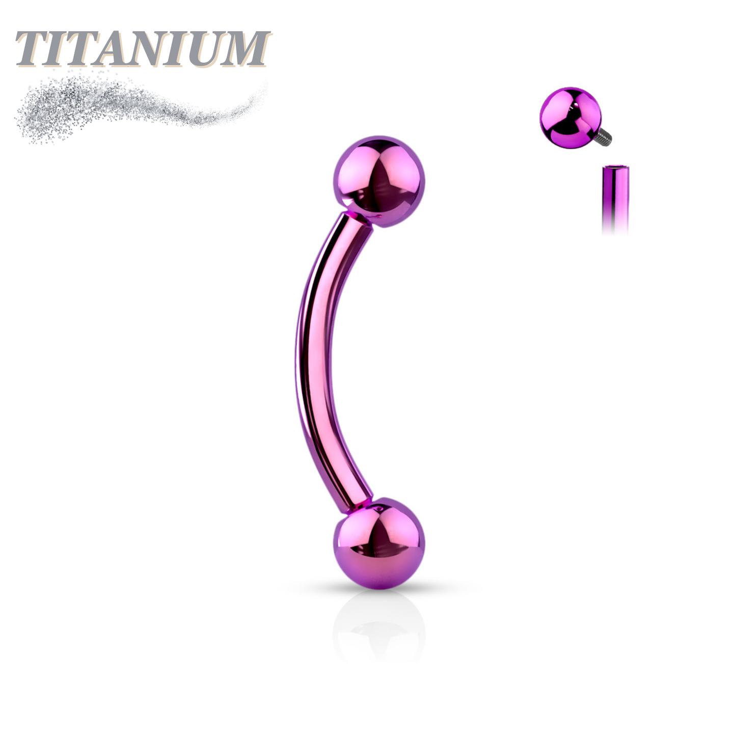 Titanium Colored Curved Barbell Internally Threaded