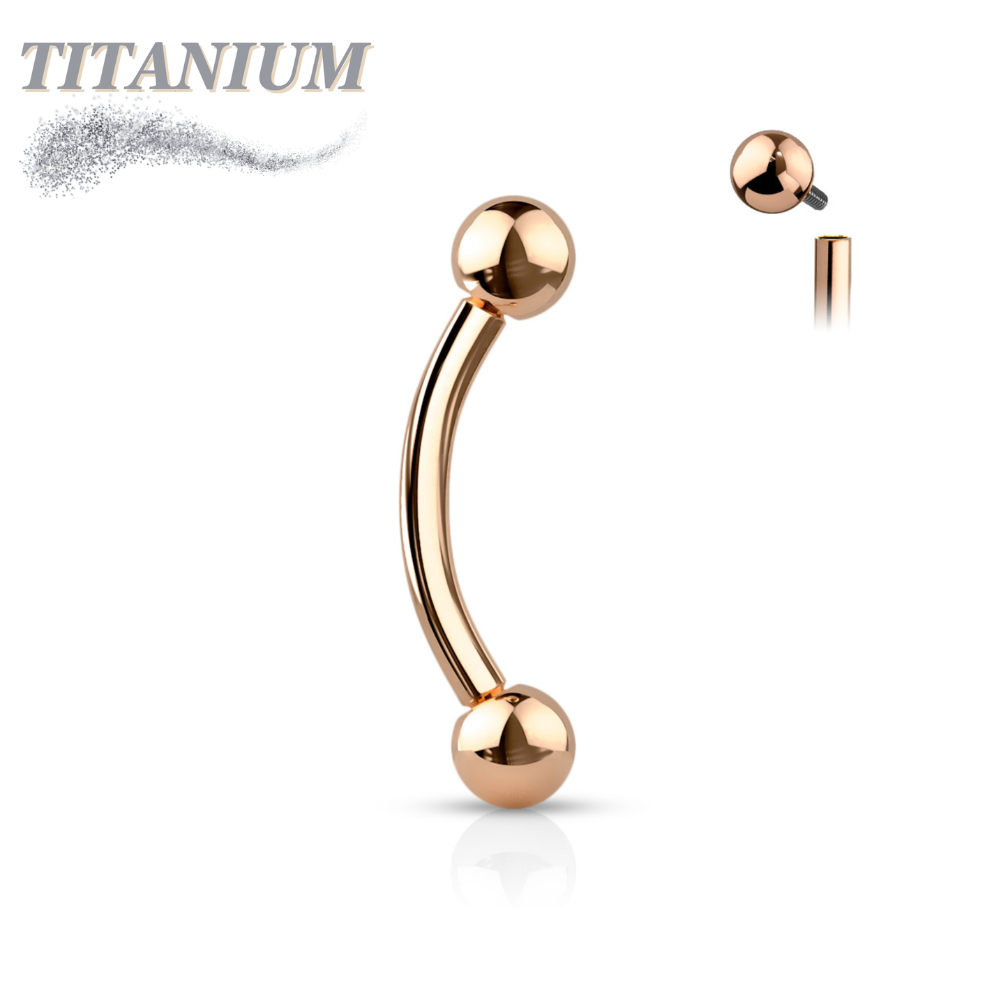 Titanium Colored Curved Barbell Internally Threaded