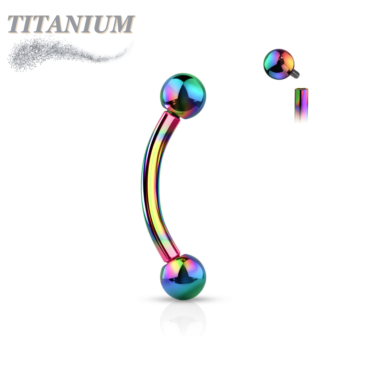 Titanium Colored Curved Barbell Internally Threaded