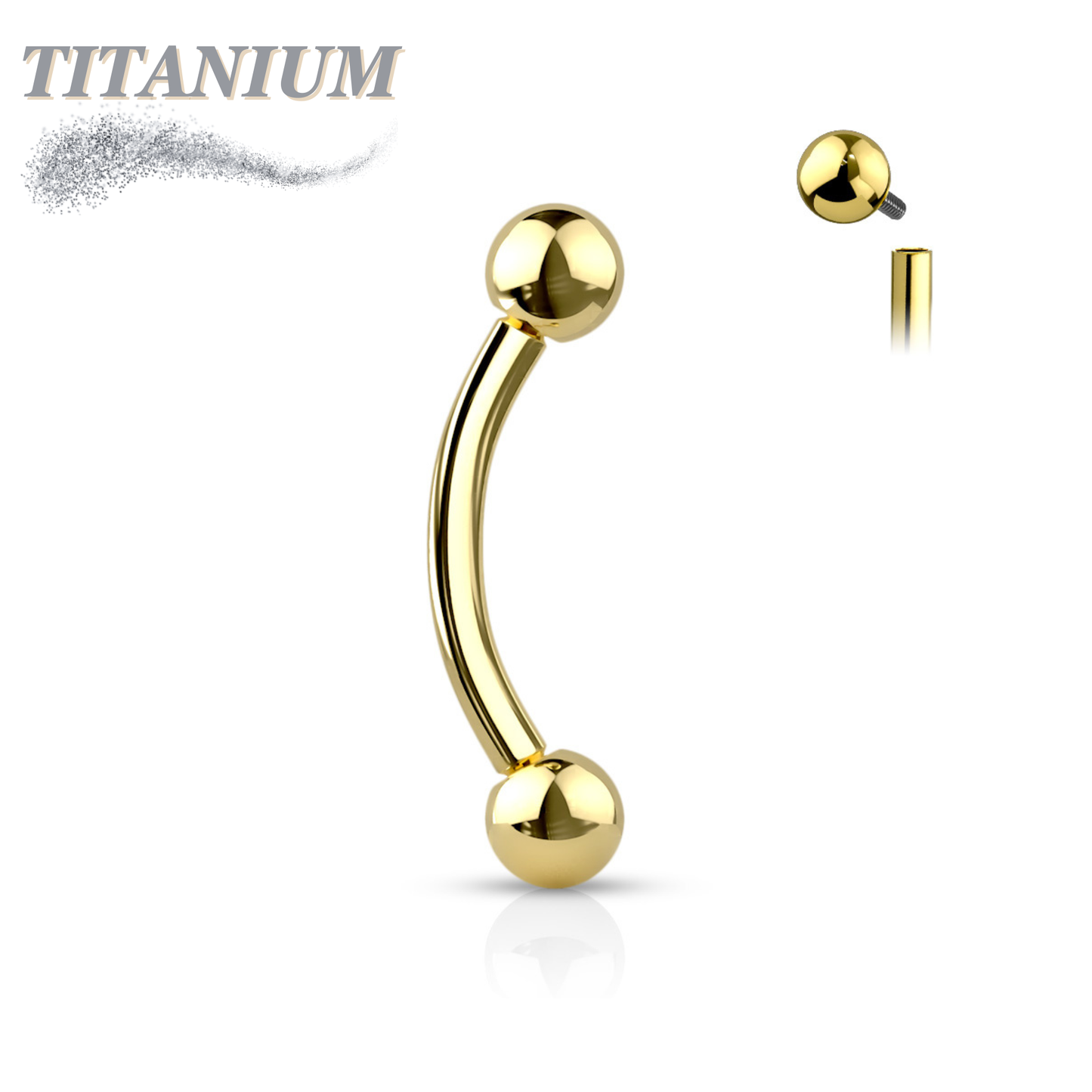 Titanium Colored Curved Barbell Internally Threaded