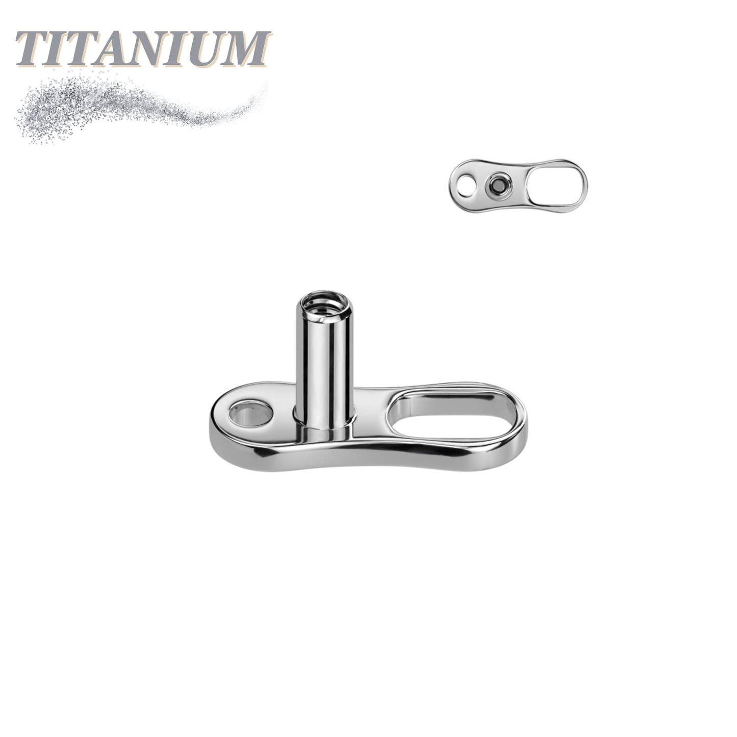 Titanium Internally Threaded 2 hole Dermal Anchor Base Only - Pick Size