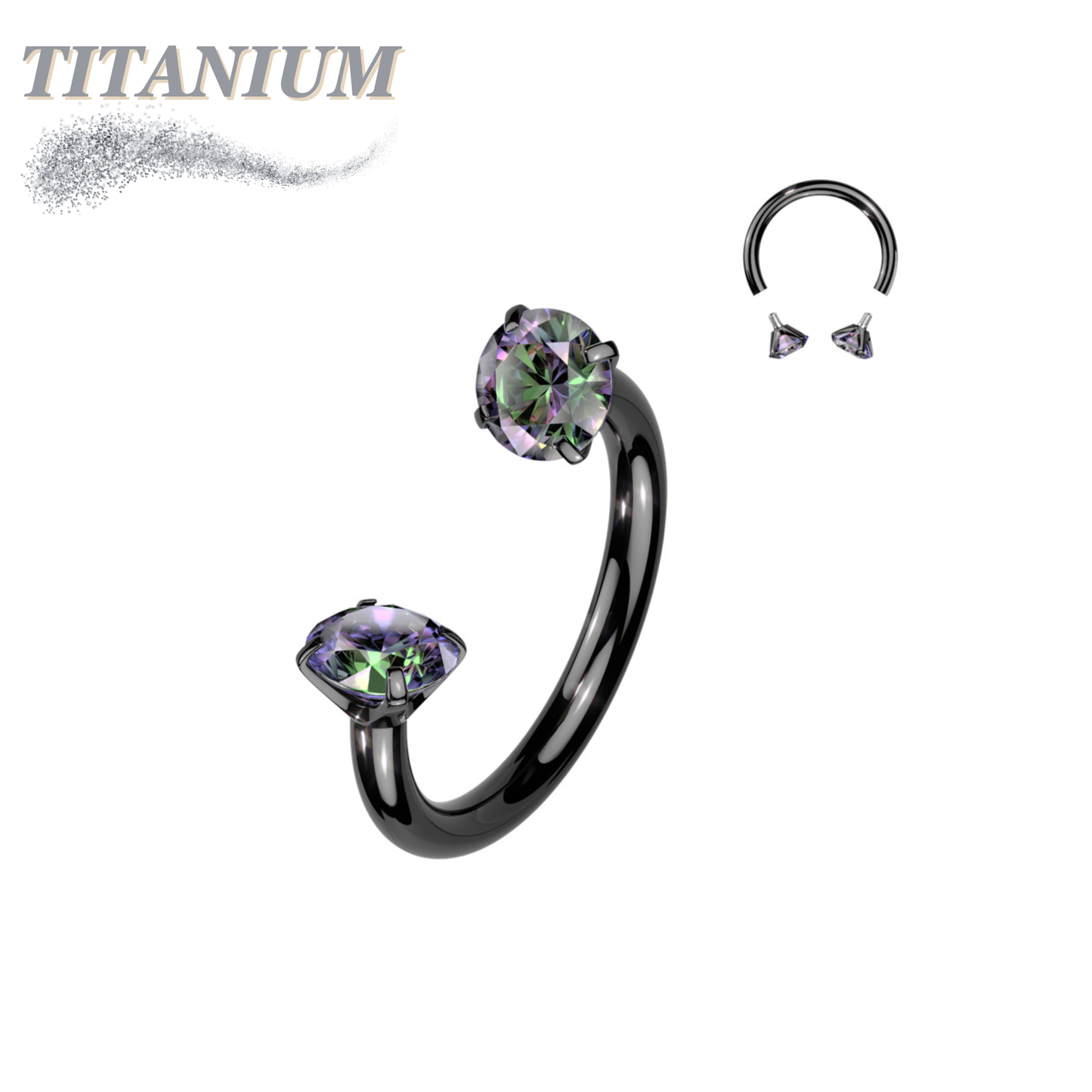 Titanium Internal Thread Prong Ends Horseshoe