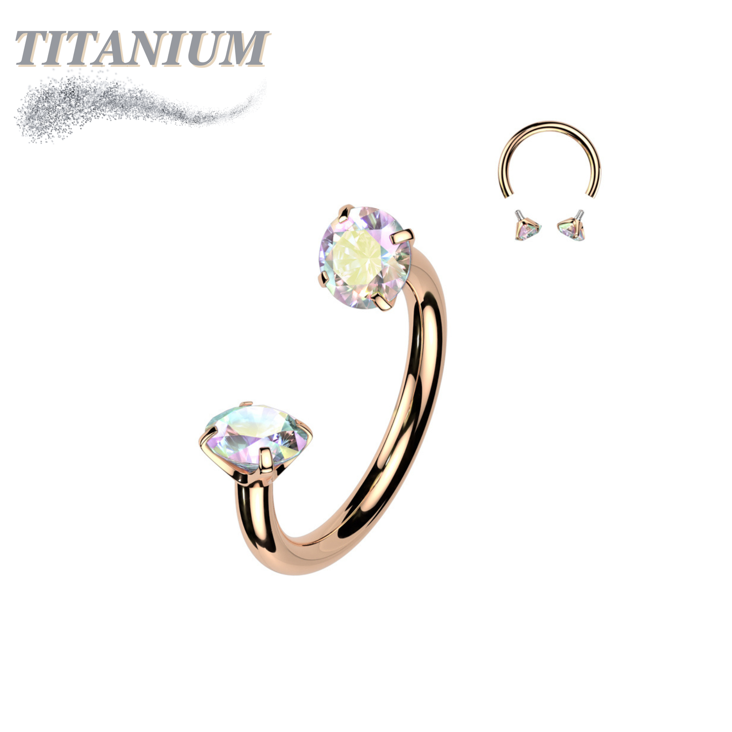 Titanium Internal Thread Prong Ends Horseshoe