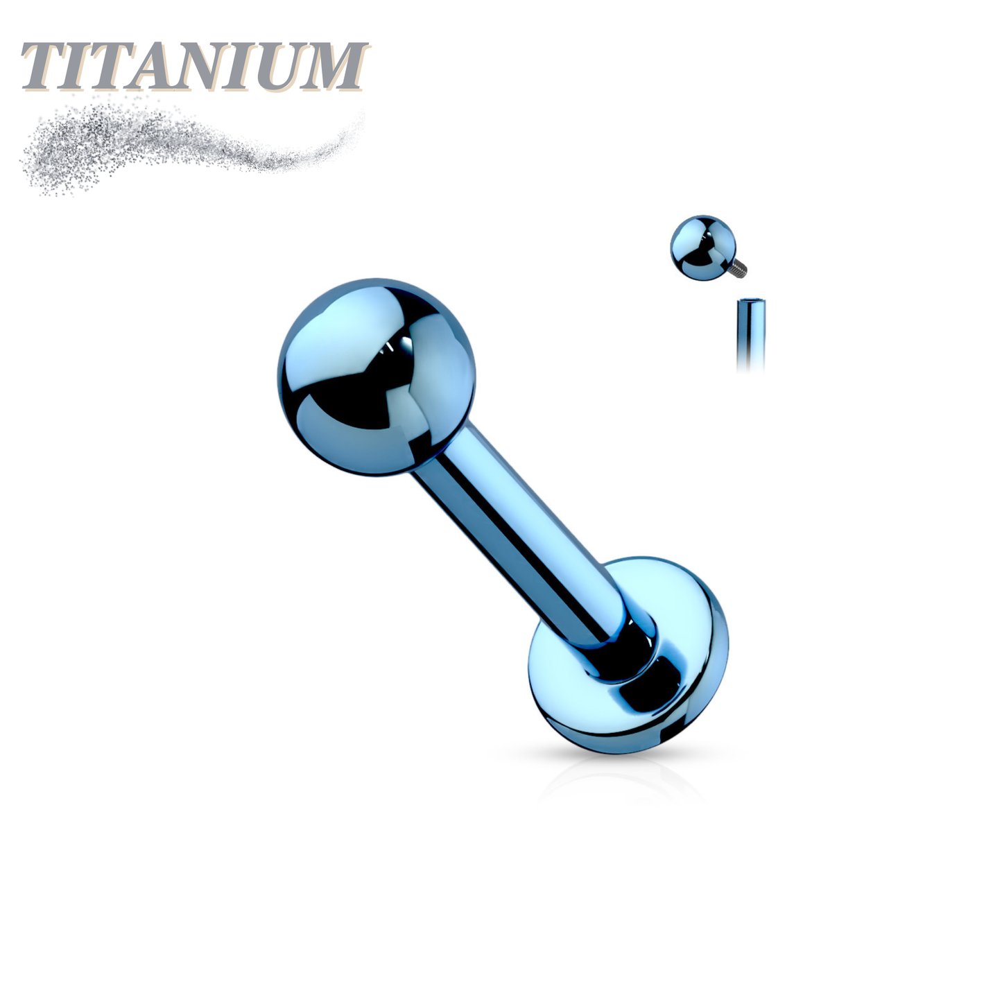 Internally Threaded PVD over Titanium Colored Labrets