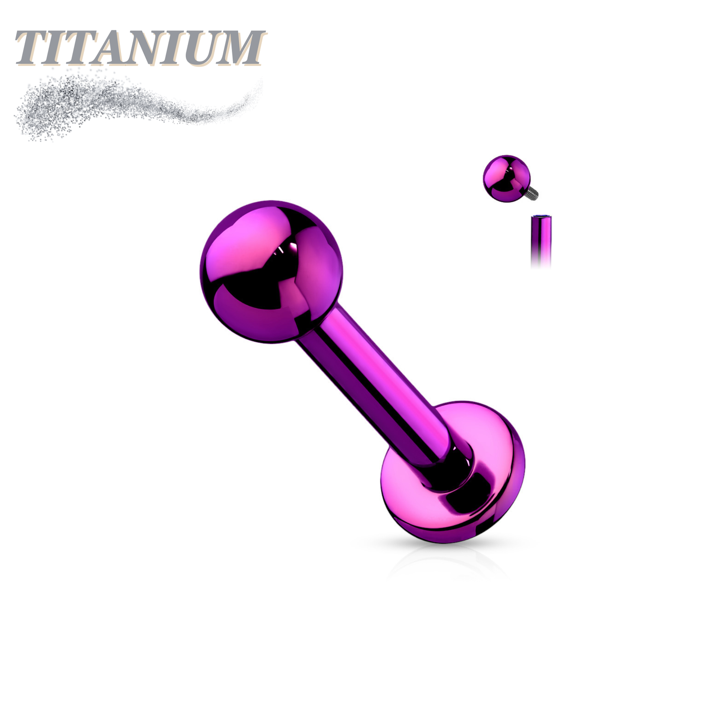 Internally Threaded PVD over Titanium Colored Labrets