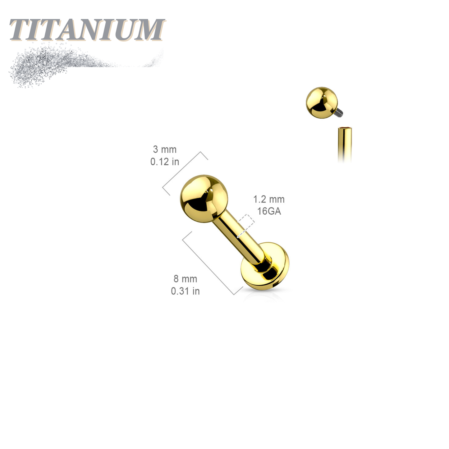 Internally Threaded PVD over Titanium Colored Labrets
