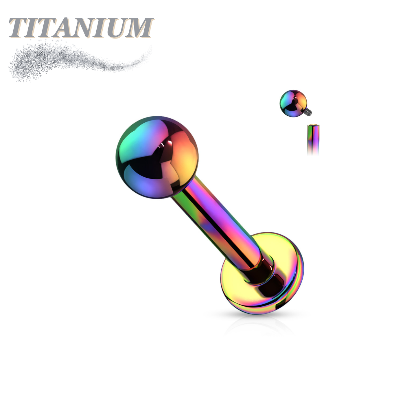 Internally Threaded PVD over Titanium Colored Labrets