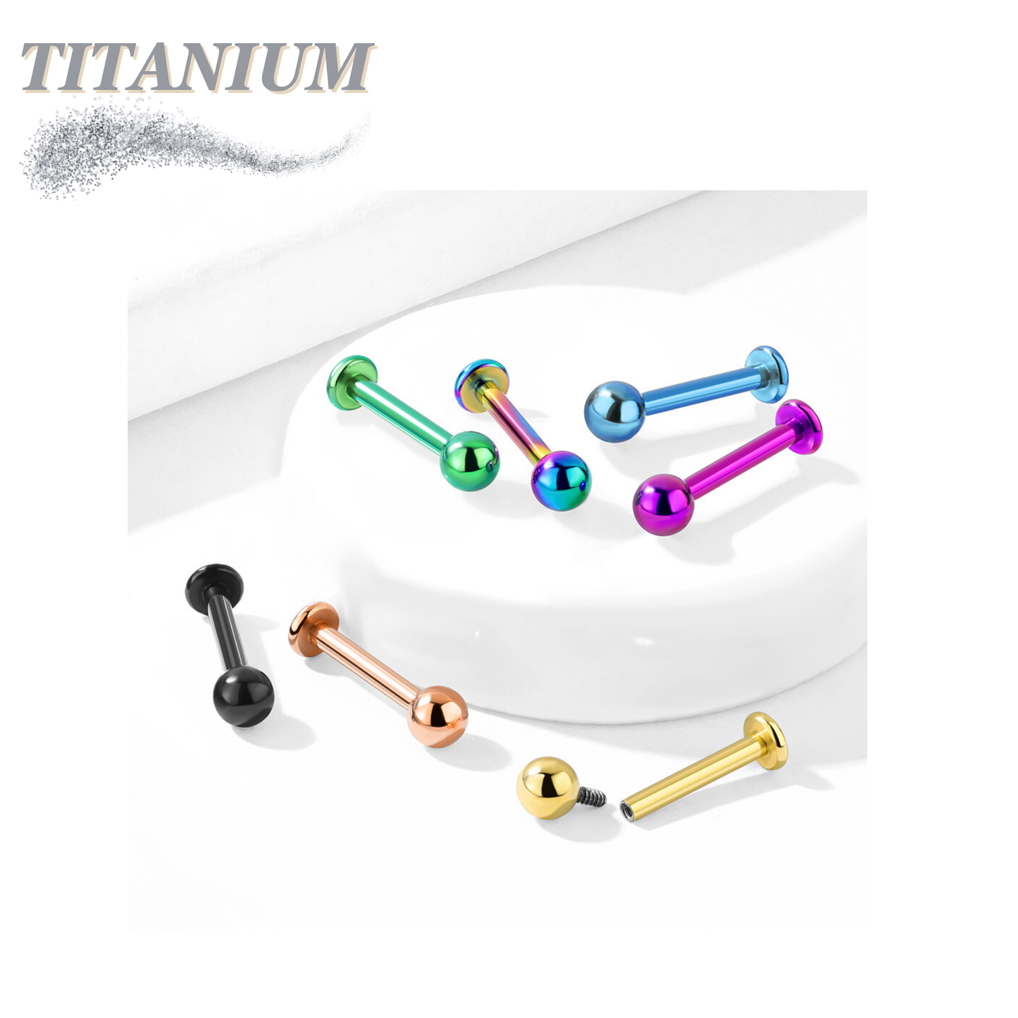 Internally Threaded PVD over Titanium Colored Labrets