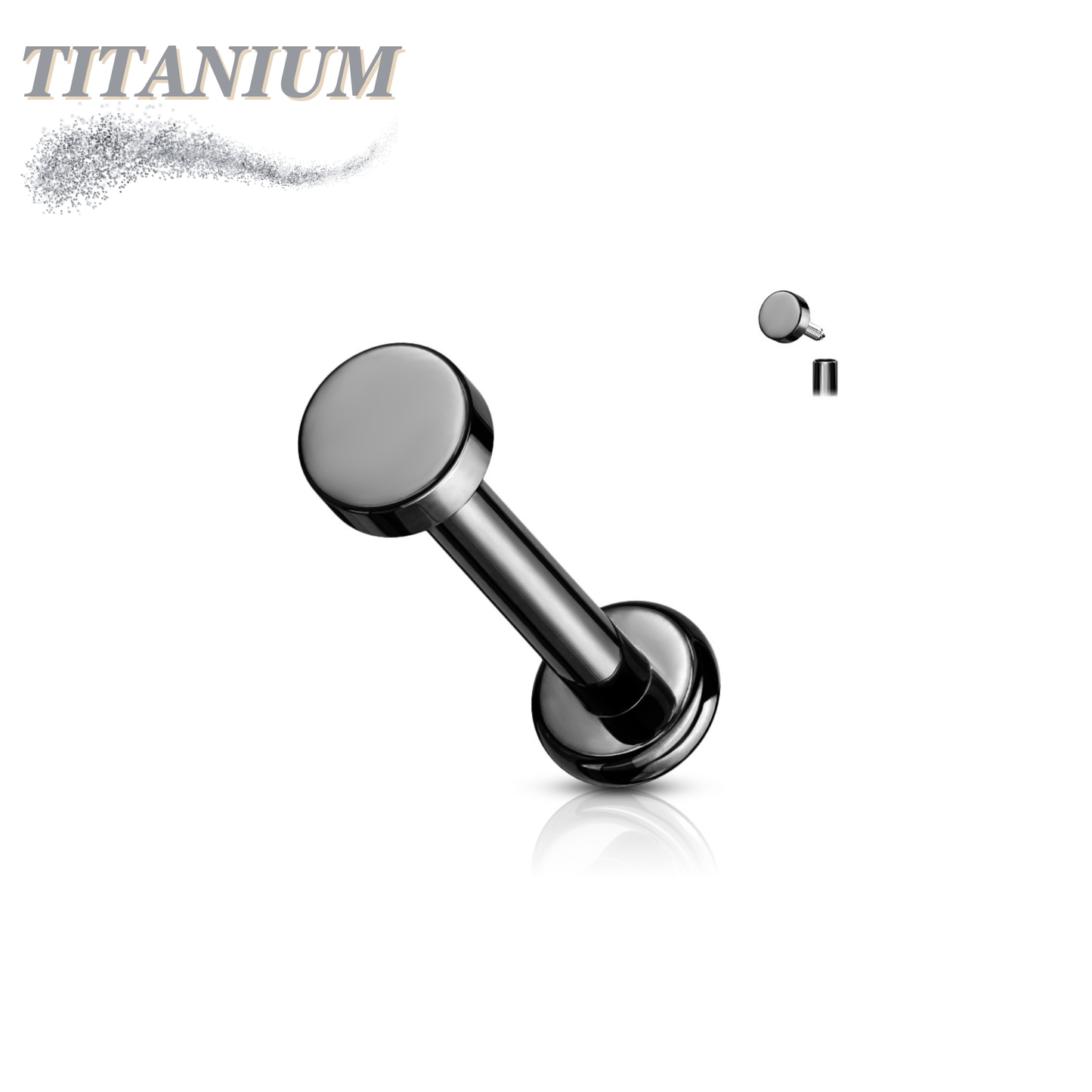 Internally Threaded Titanium Flat Disc Labret