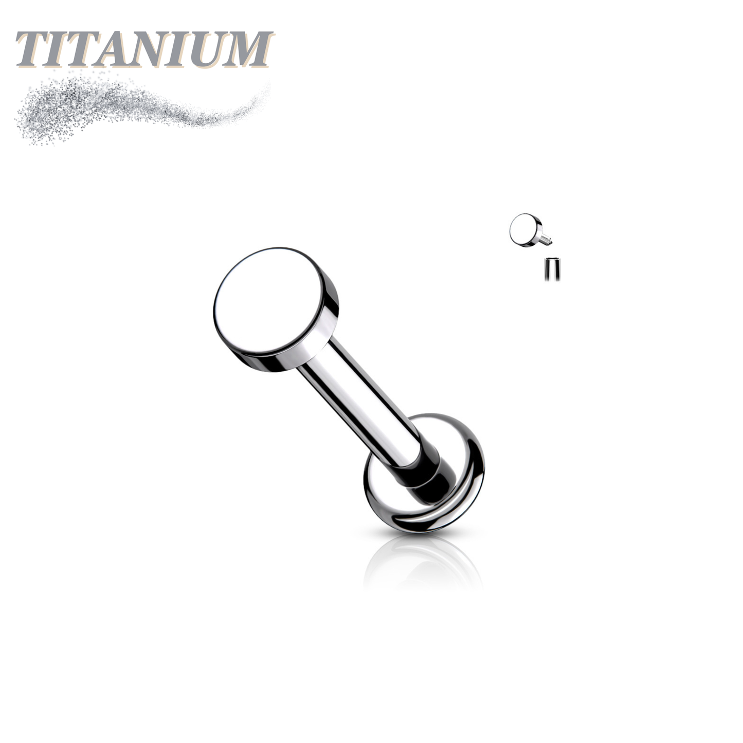 Internally Threaded Titanium Flat Disc Labret