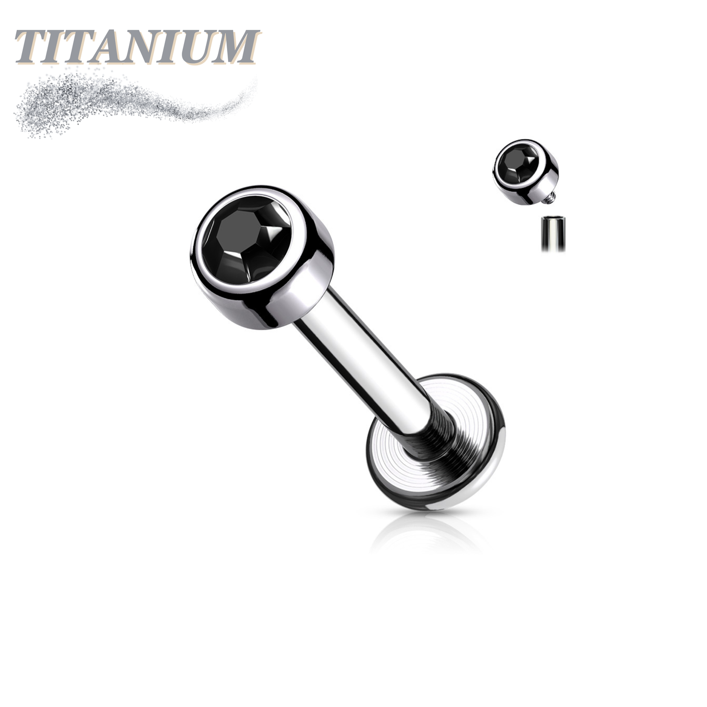 Internally Threaded Titanium Premium Bezel Labret 16G 8mm