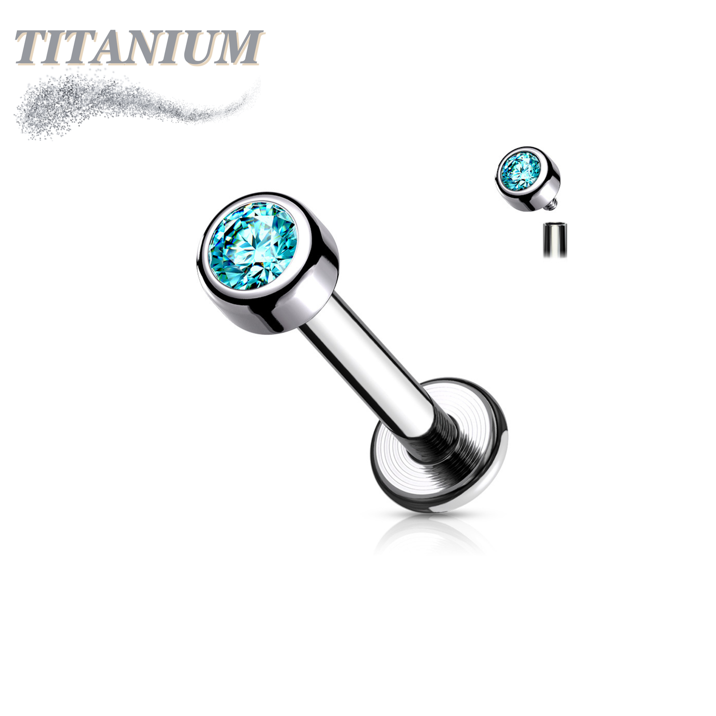 Internally Threaded Titanium Premium Bezel Labret 16G 8mm