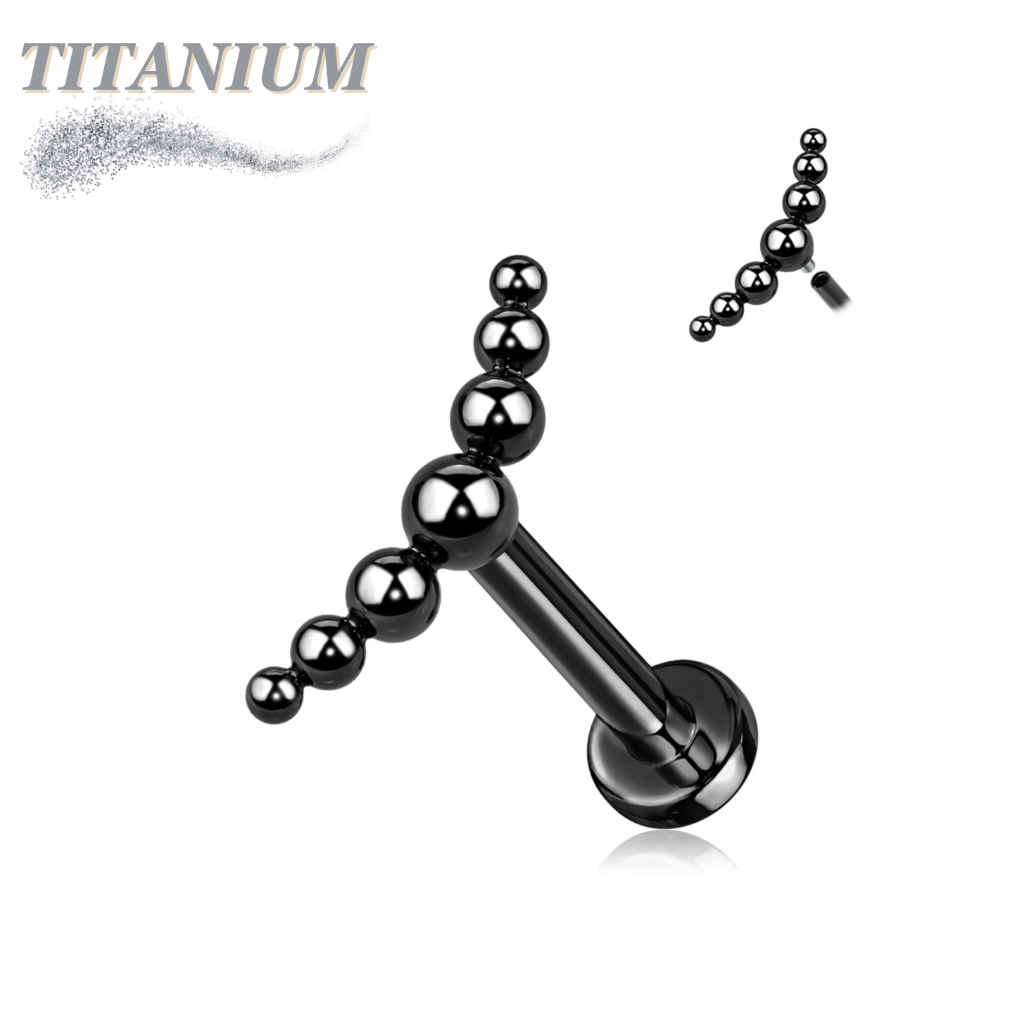Titanium Internal Thread 7 Ball Curved Labret