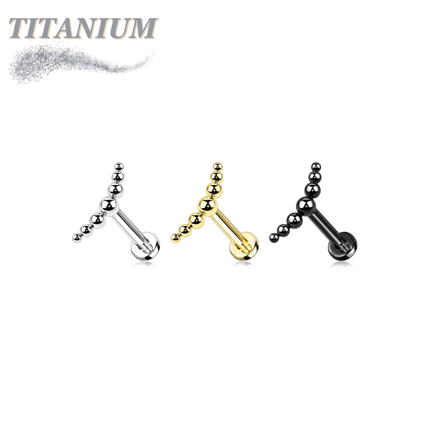 Titanium Internal Thread 7 Ball Curved Labret