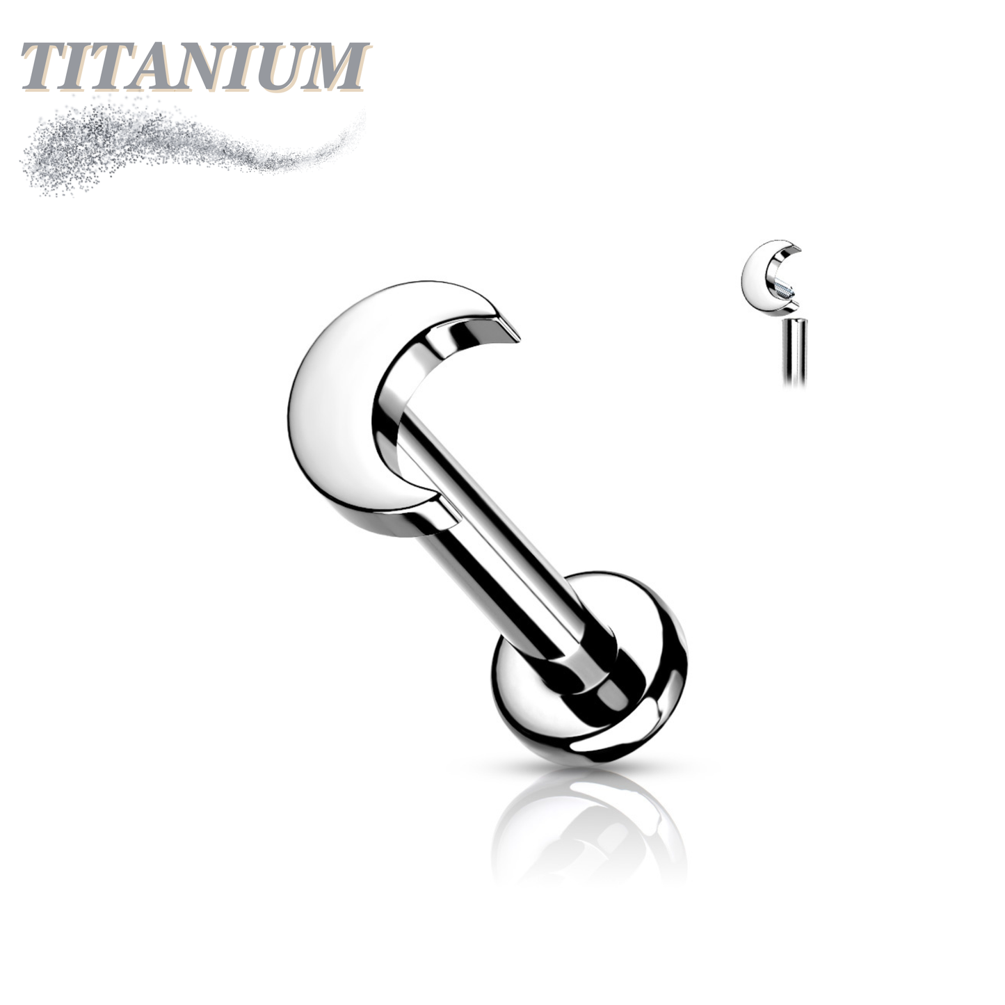 Internally Threaded Titanium Moon Top Labret