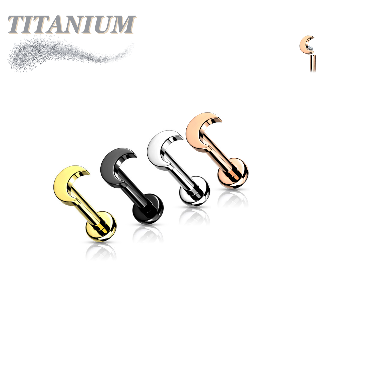 Internally Threaded Titanium Moon Top Labret