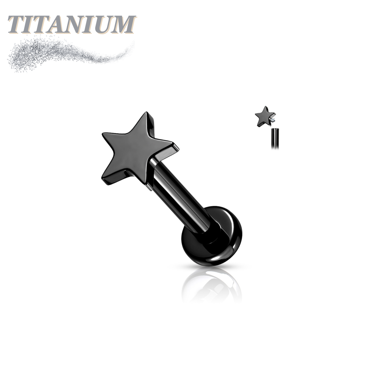 Titanium Internally Threaded Star Top Labret