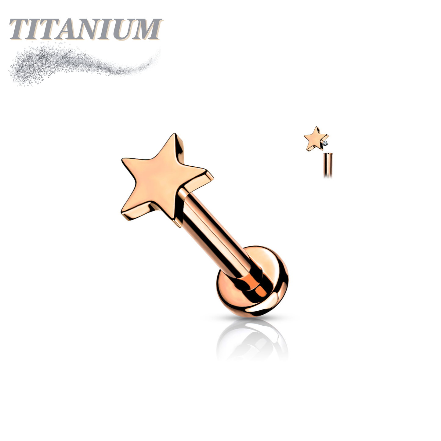 Titanium Internally Threaded Star Top Labret