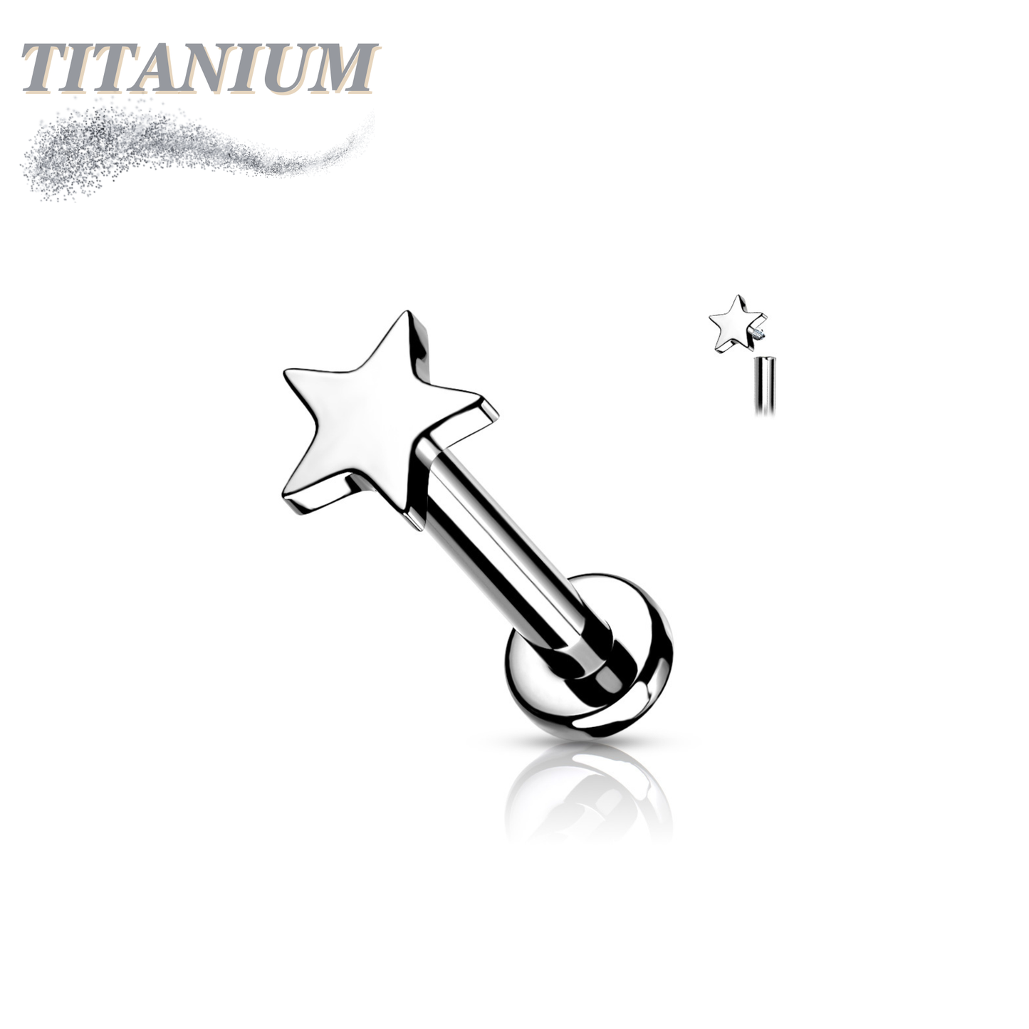 Titanium Internally Threaded Star Top Labret