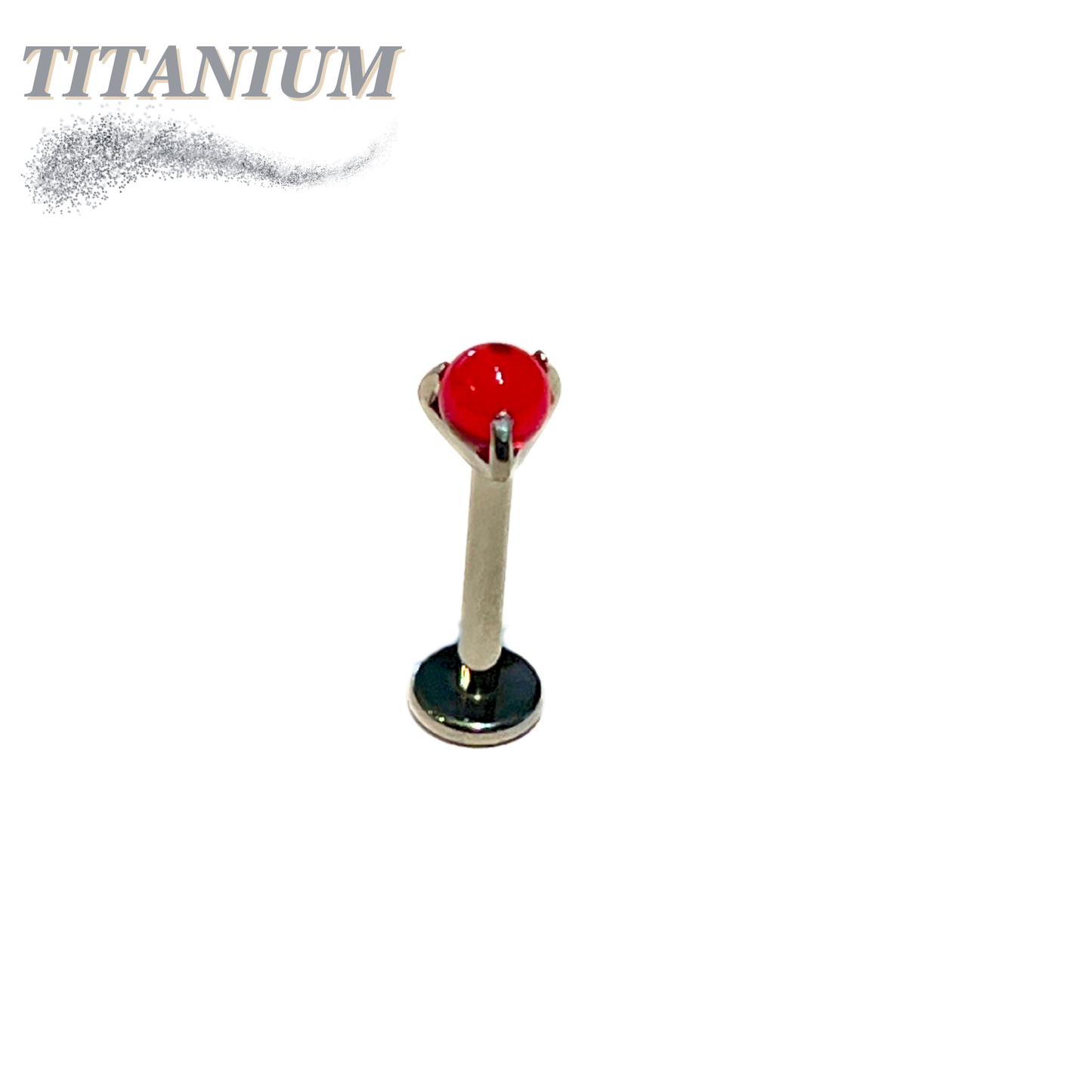 Titanium Internally Threaded Labret with Claw Set Natural Stone Ball Top