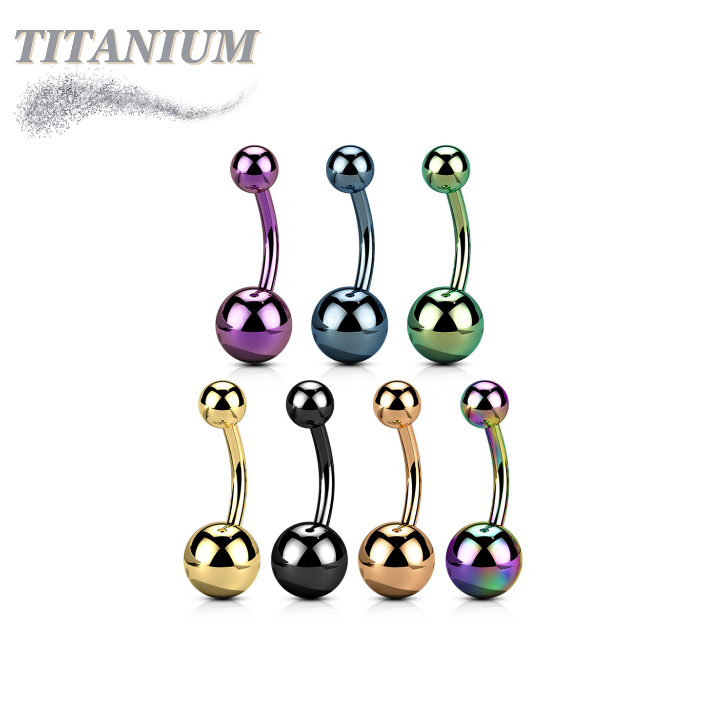 Titanium Solid Colored Internally Threaded Belly Bananas