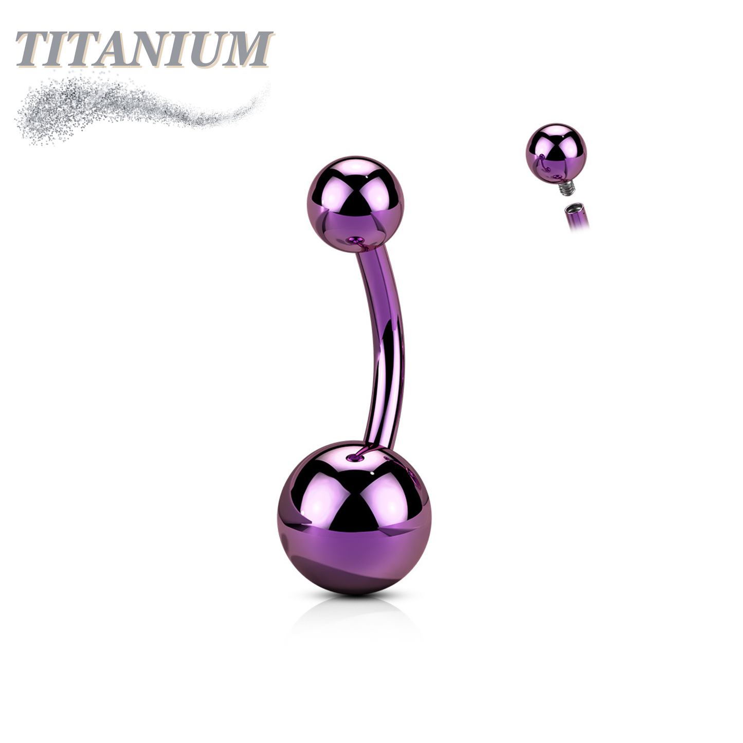 Titanium Solid Colored Internally Threaded Belly Bananas