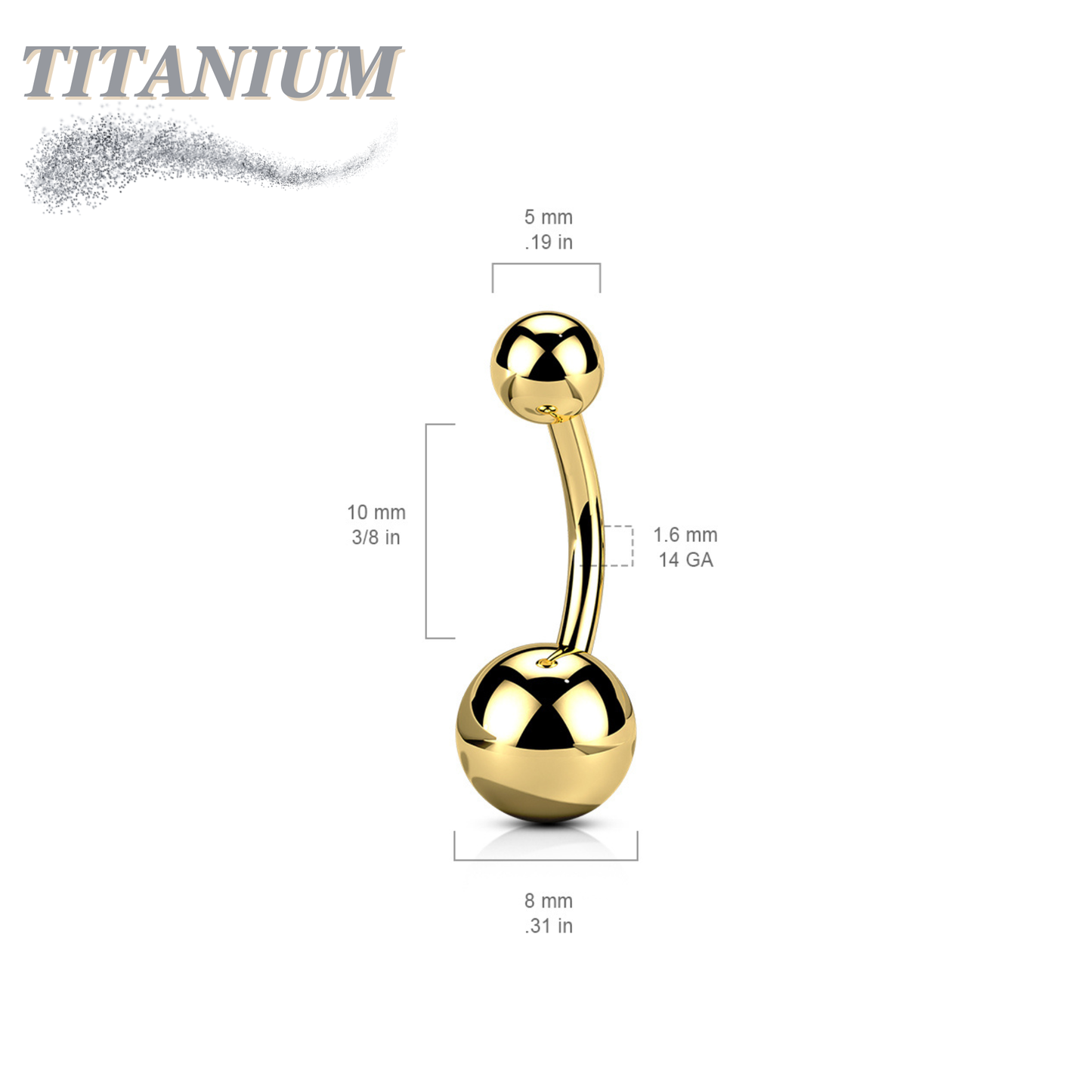 Titanium Solid Colored Internally Threaded Belly Bananas