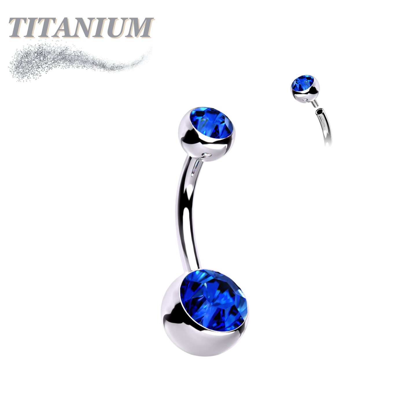 Titanium Double Jewel Internally Threaded Standard Belly Barbells