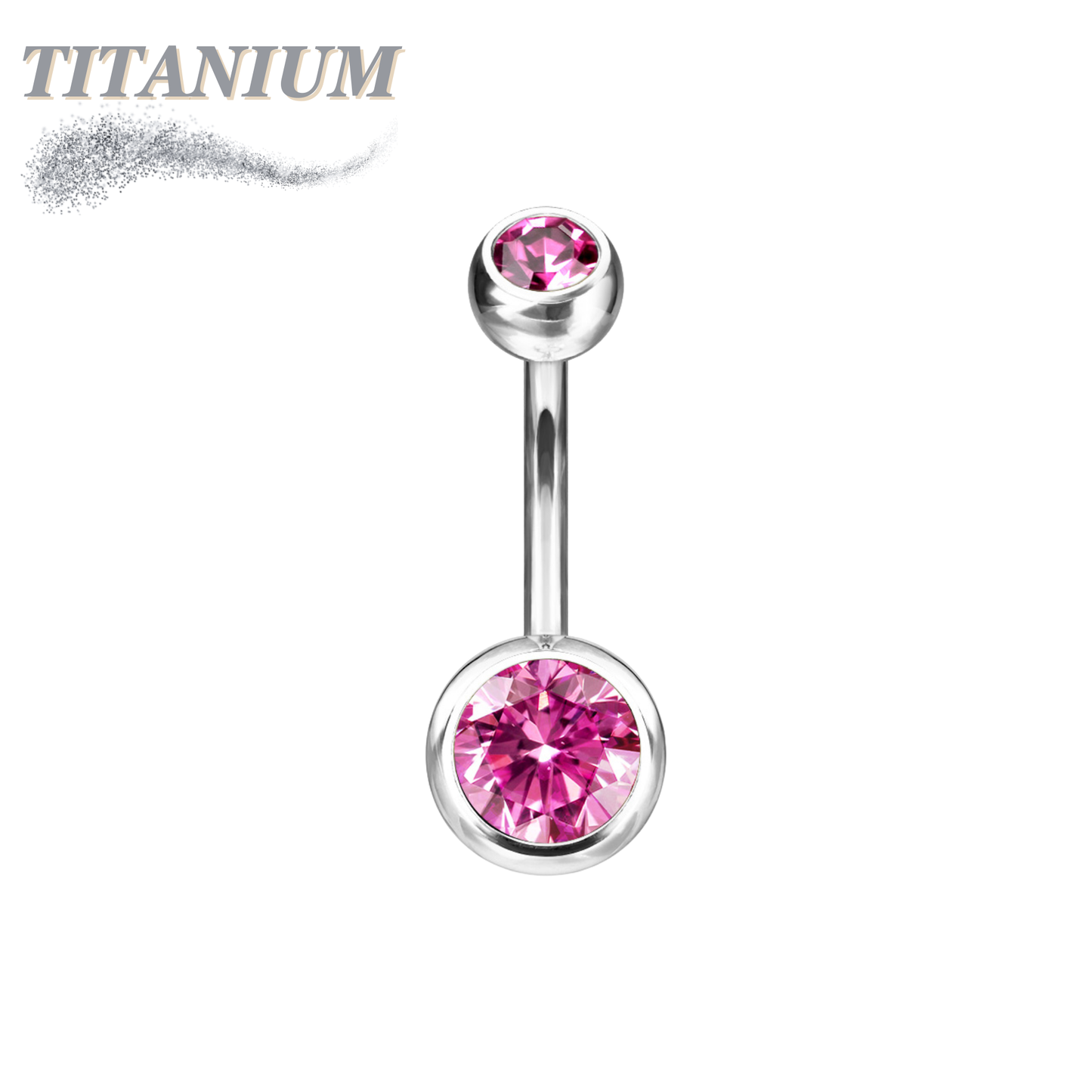 Titanium Double Jewel Internally Threaded Standard Belly Barbells