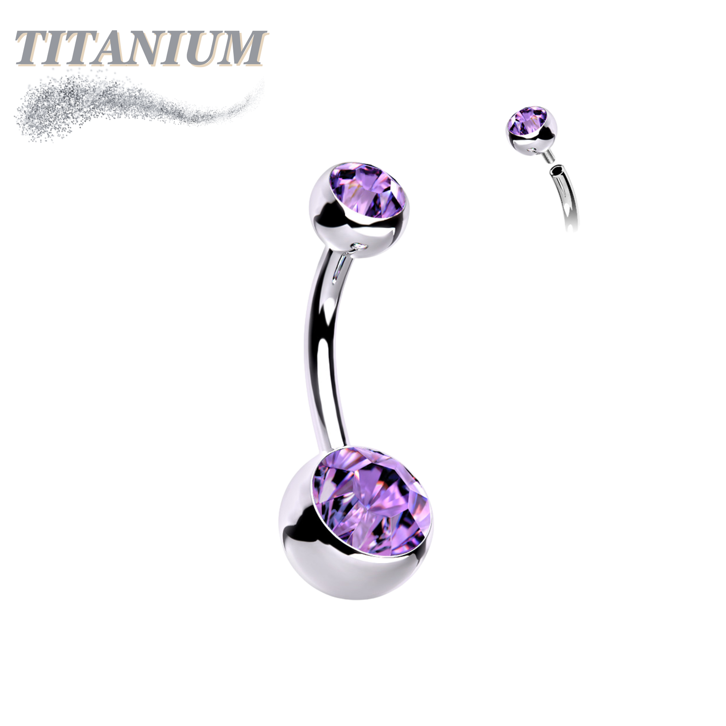 Titanium Double Jewel Internally Threaded Standard Belly Barbells