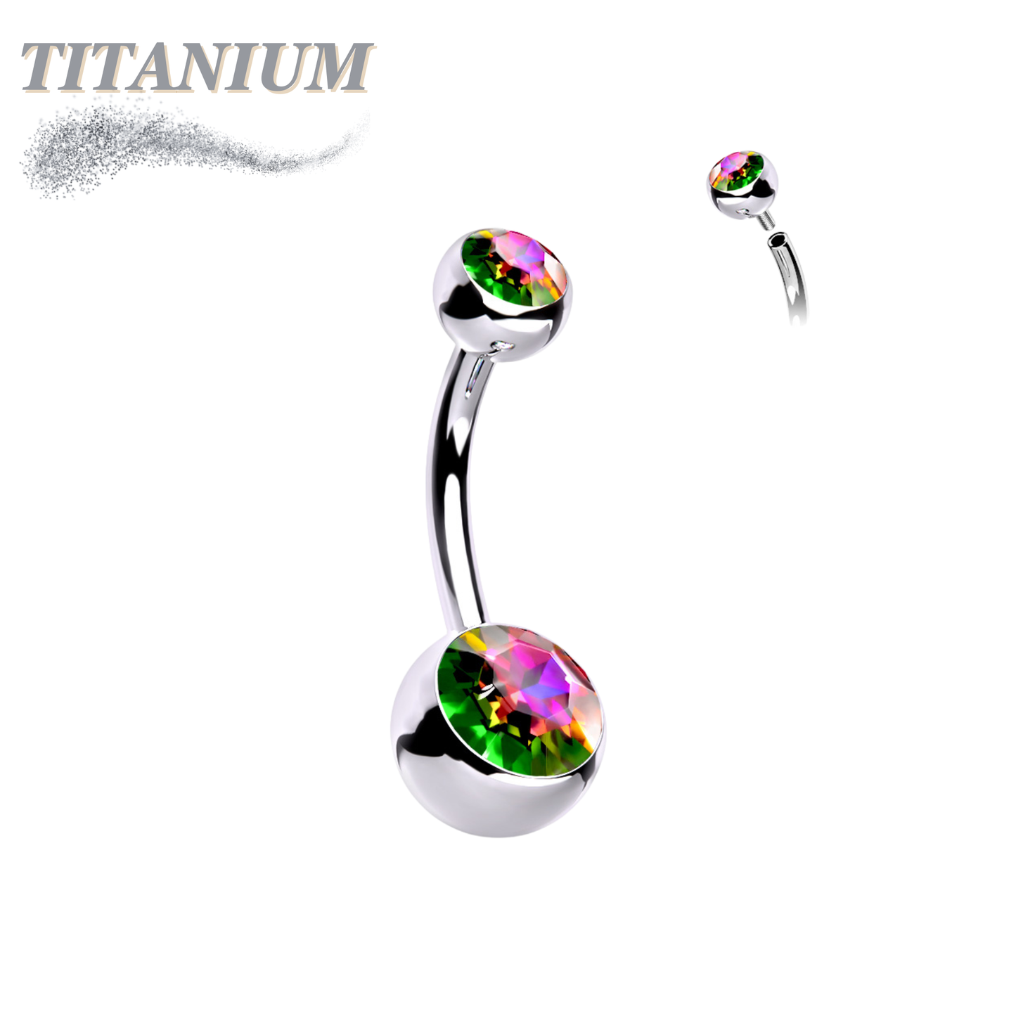 Titanium Double Jewel Internally Threaded Standard Belly Barbells