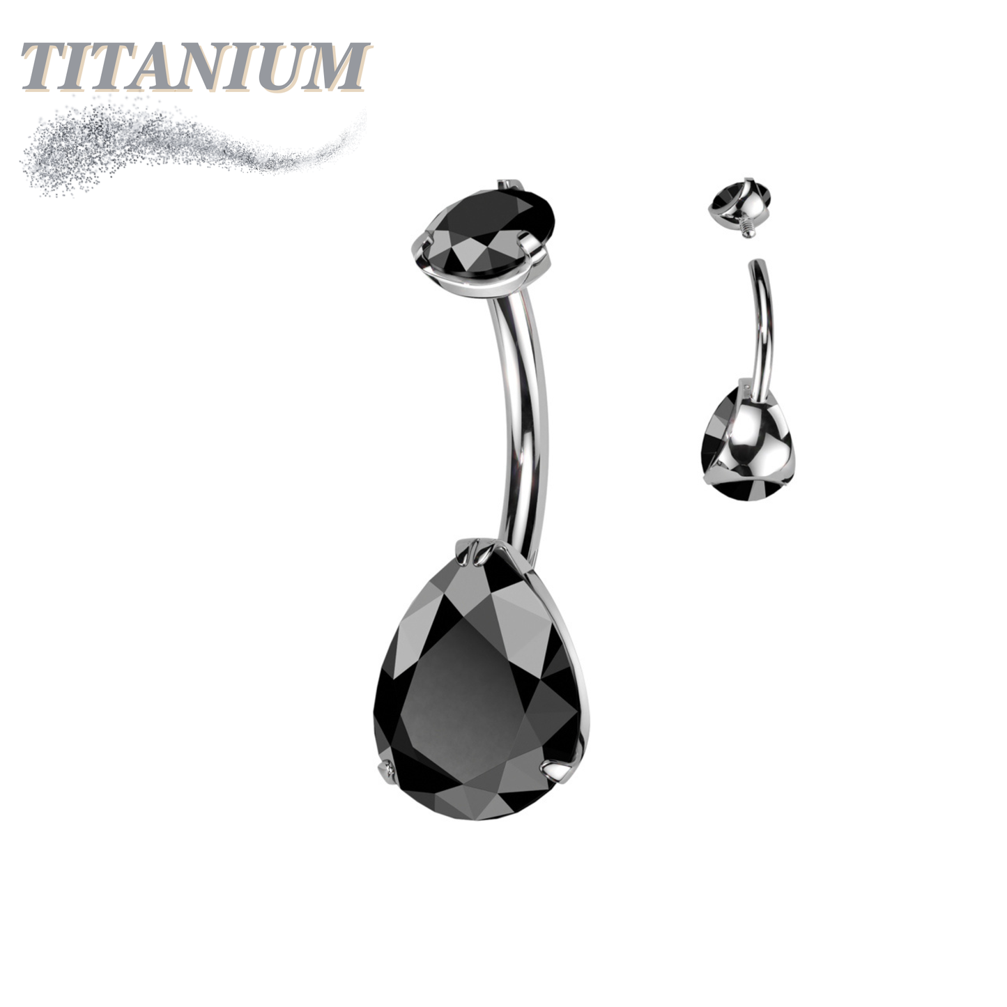 Titanium Internally Threaded Belly Banana Teardrop/Pear Prong Drop Gem