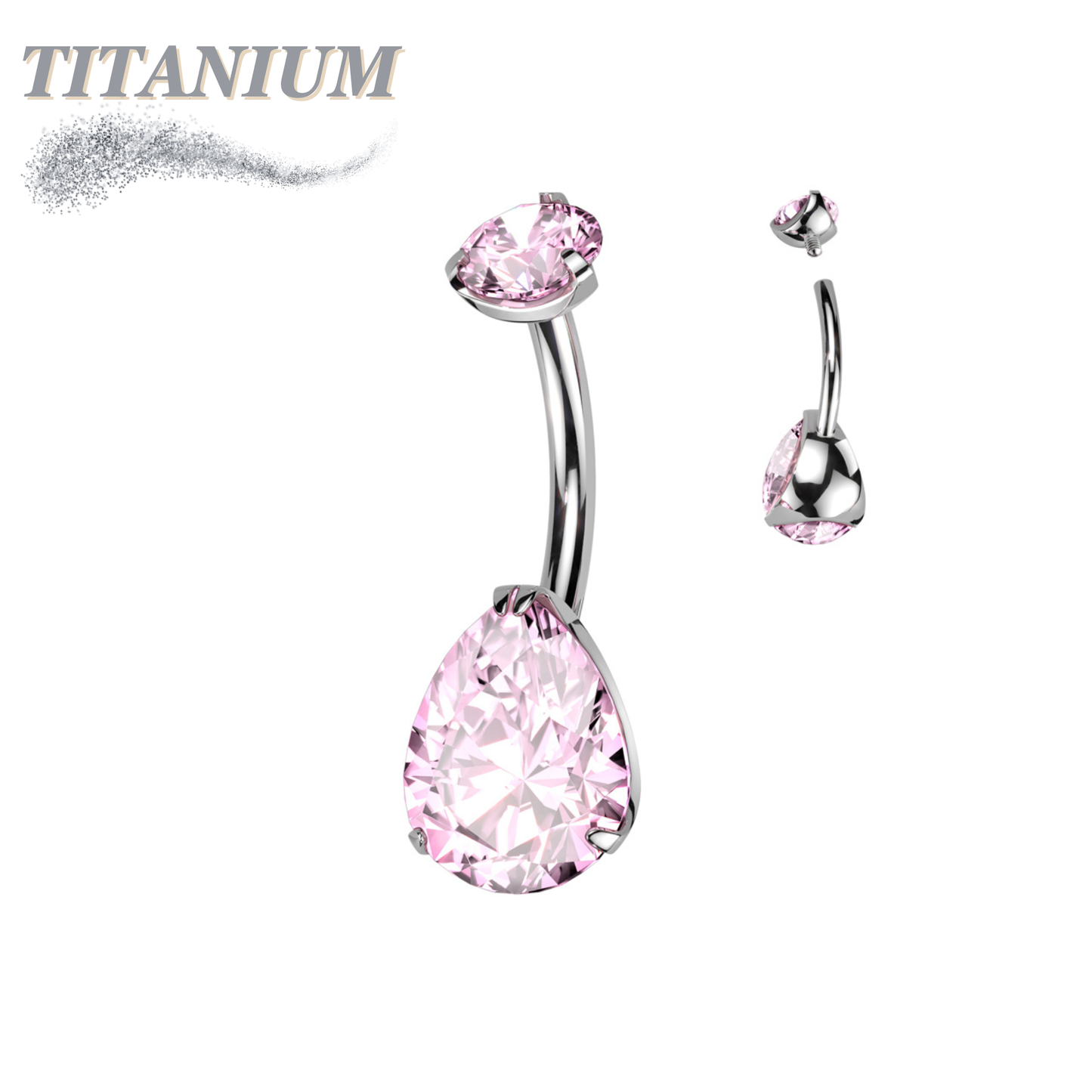 Titanium Internally Threaded Belly Banana Teardrop/Pear Prong Drop Gem