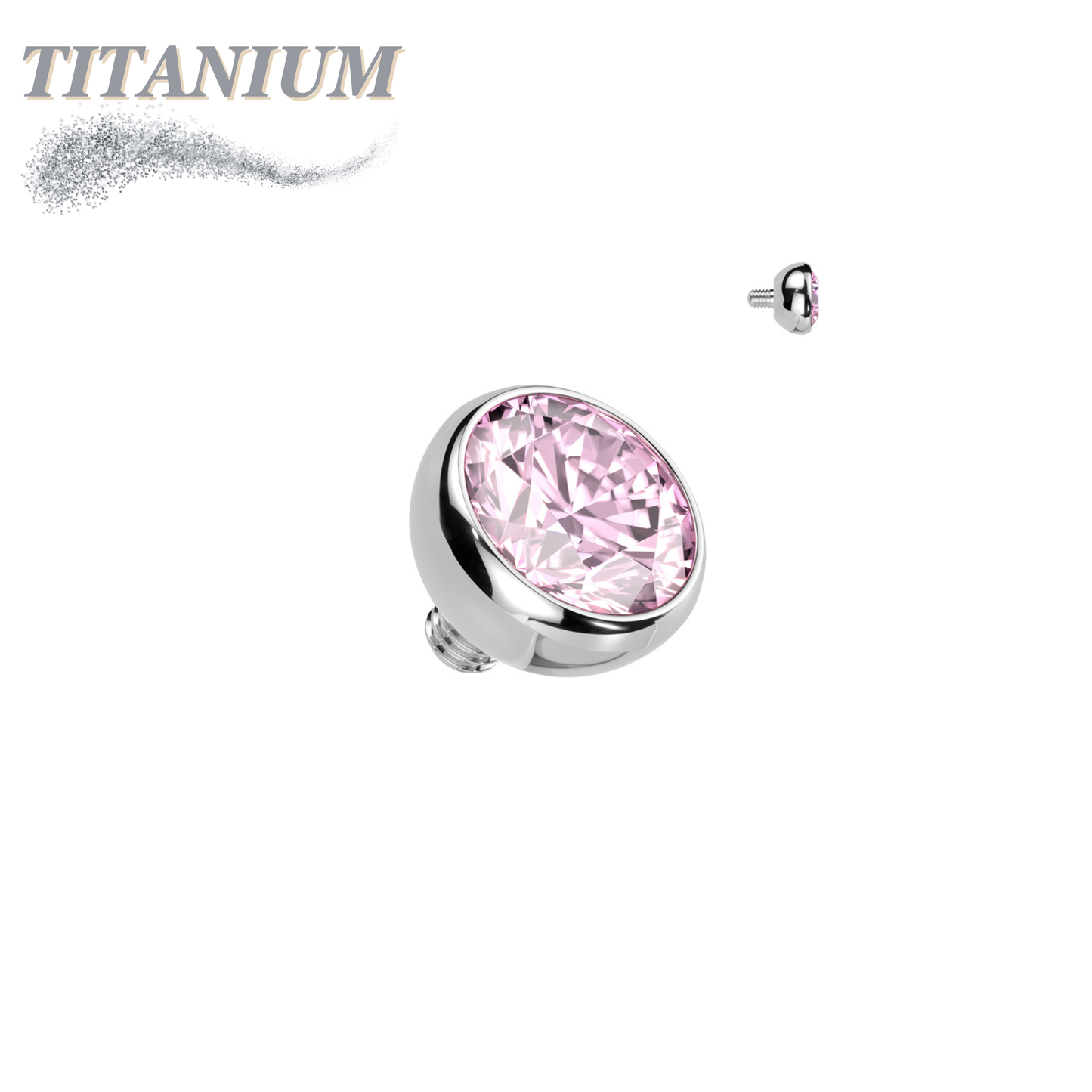 Internally Threaded Titanium CZ Bezel Set Tops