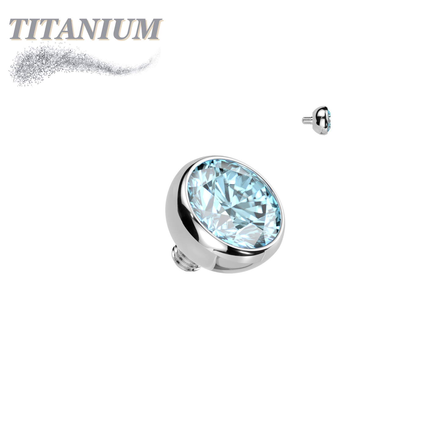 Internally Threaded Titanium CZ Bezel Set Tops