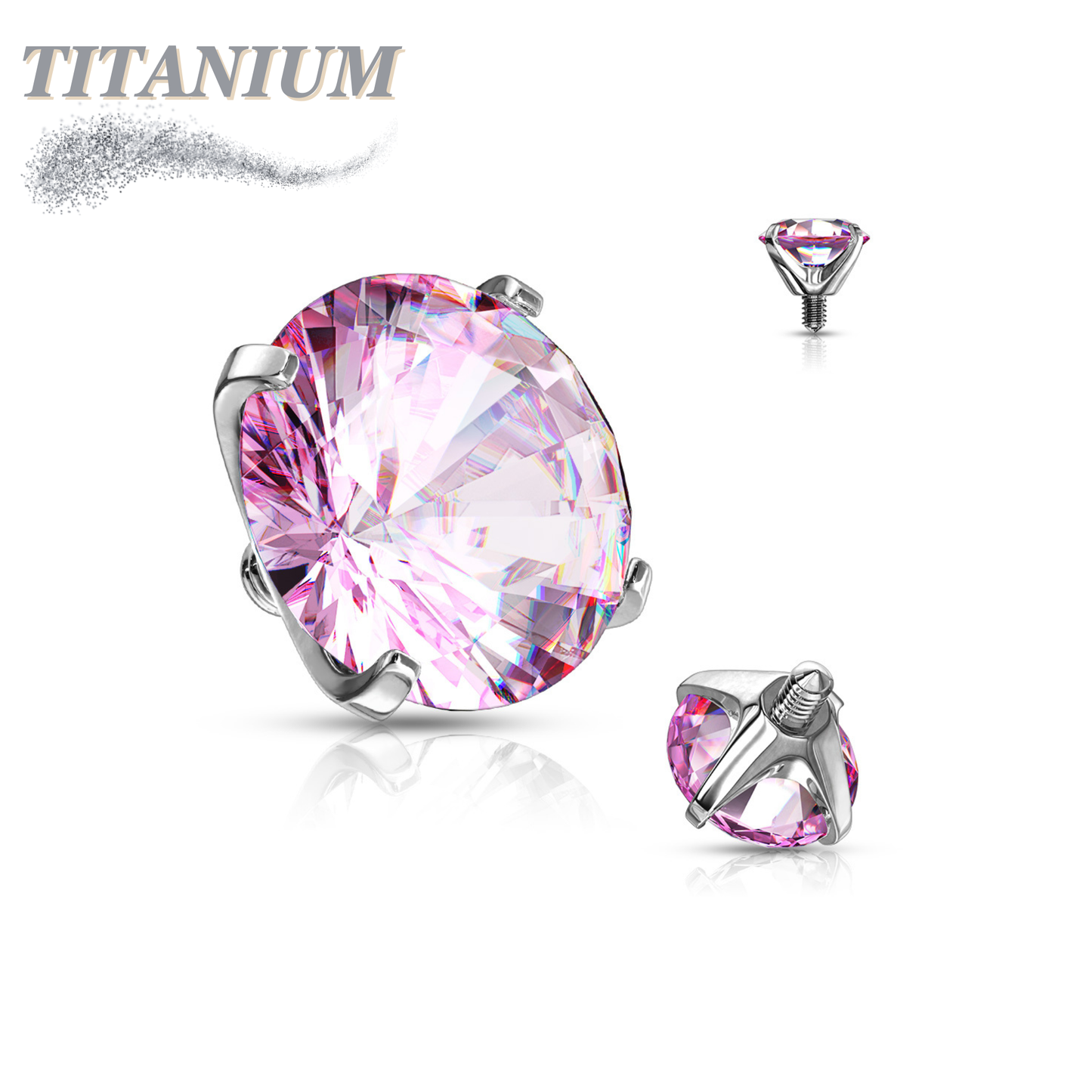 Internally Threaded Titanium Prong Gem Tops