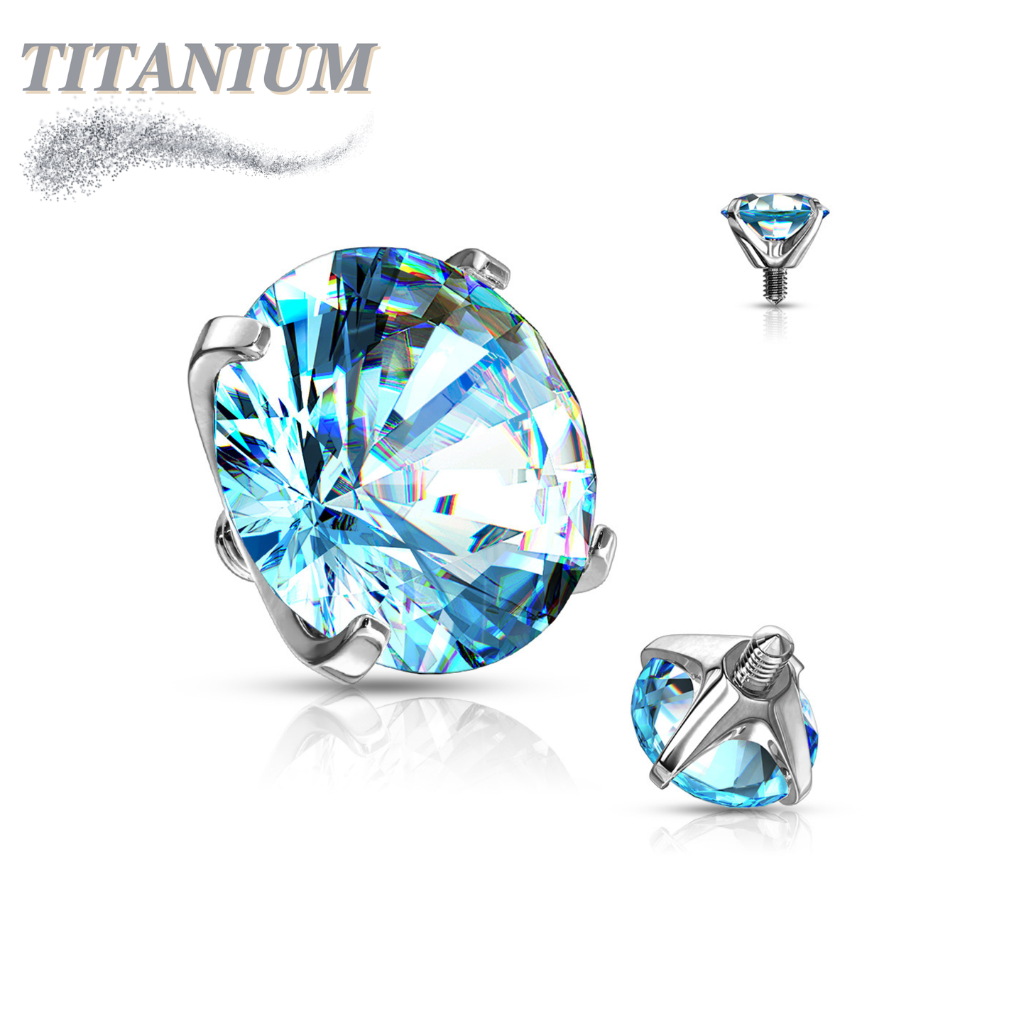 Internally Threaded Titanium Prong Gem Tops