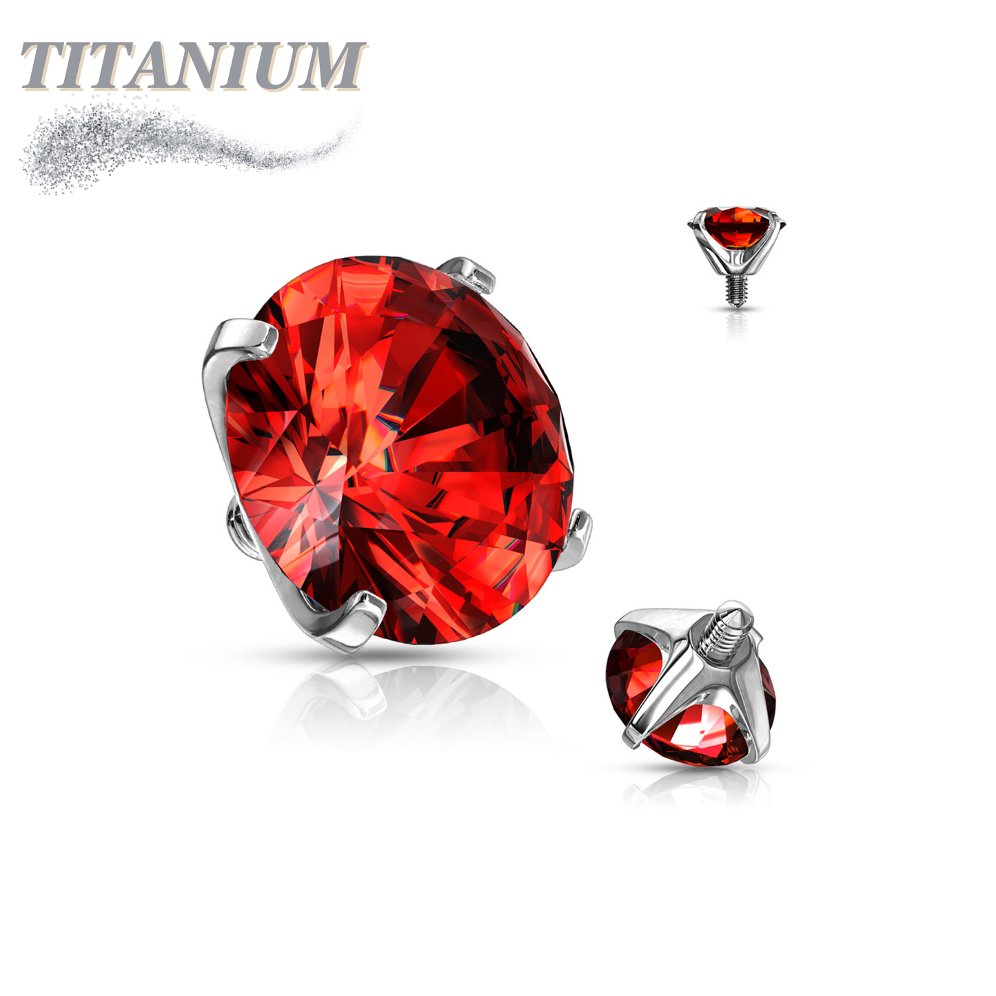 Internally Threaded Titanium Prong Gem Tops