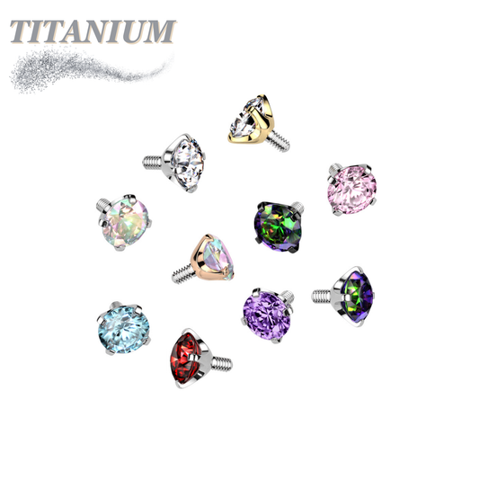 Internally Threaded Titanium Prong Gem Tops