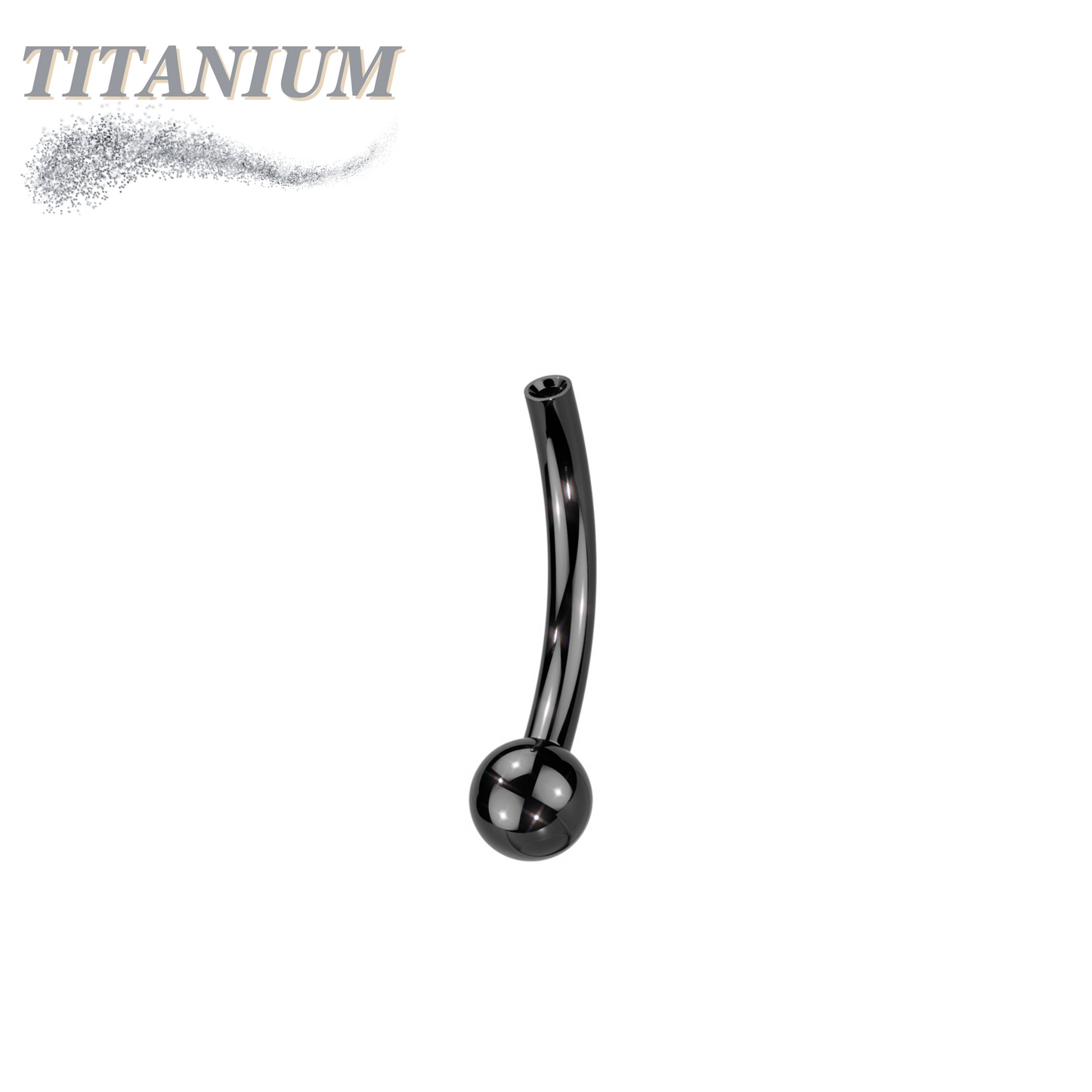Titanium Threadless Curved Barbell with One Fixed Ball